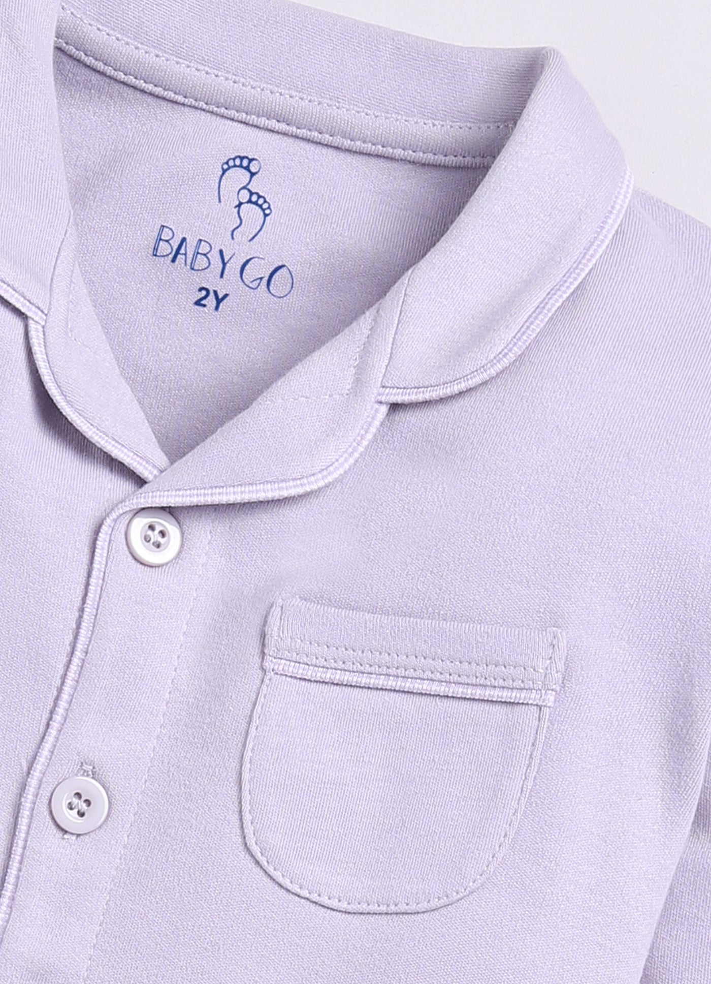 Baby Boy Solid Full Sleeve Night Suit-LAVENDER