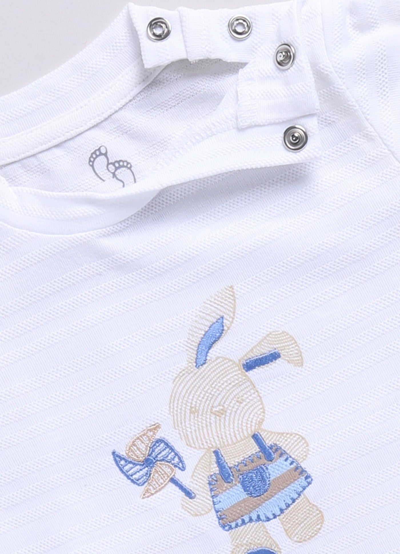 Baby Boy Bunny Half T-Shirt and Polka Dot Shorts Set-Sky