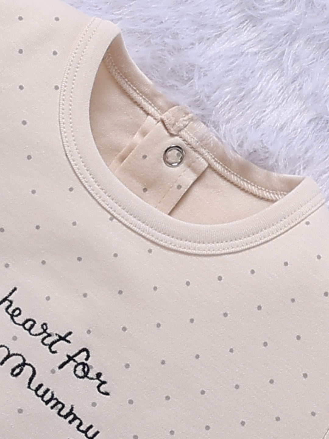 Top & Bottom for Girls - Light Beige Hedgehog Ruffle-Trim