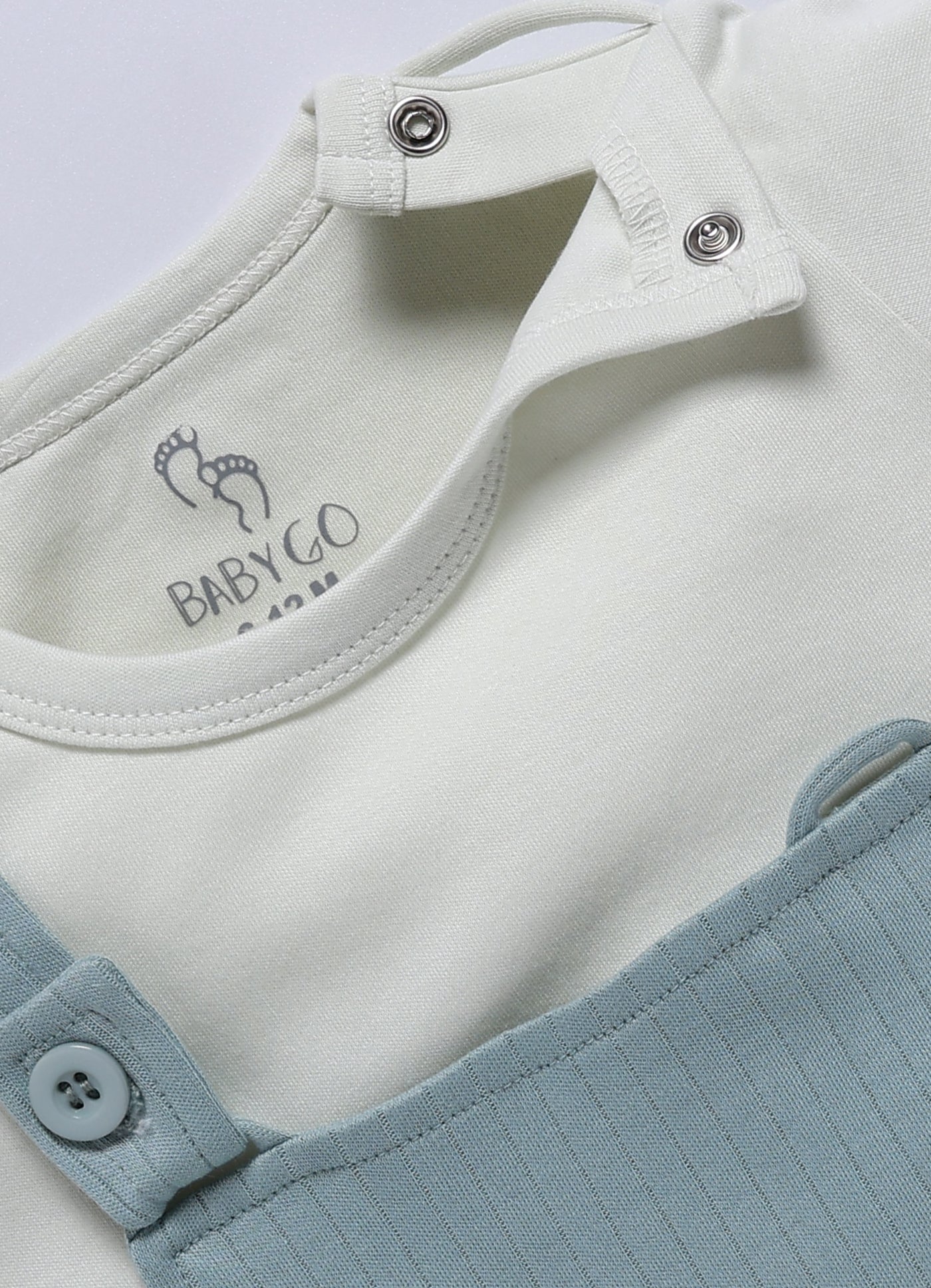 Half Sleeve Dungaree for Boys - Mint Green Happy Badge