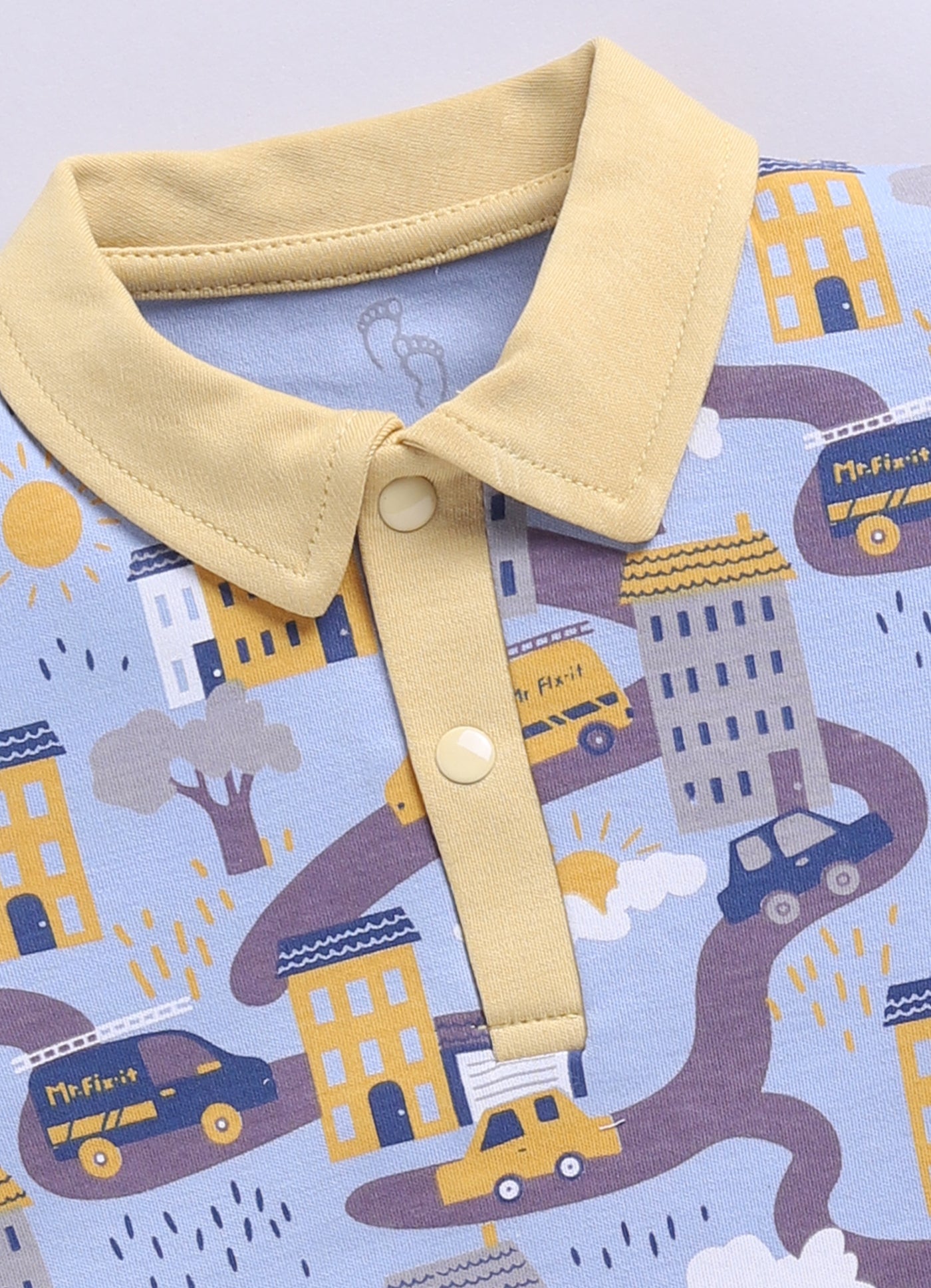 Half Sleeve Top & Bottom for Boys - Yellow