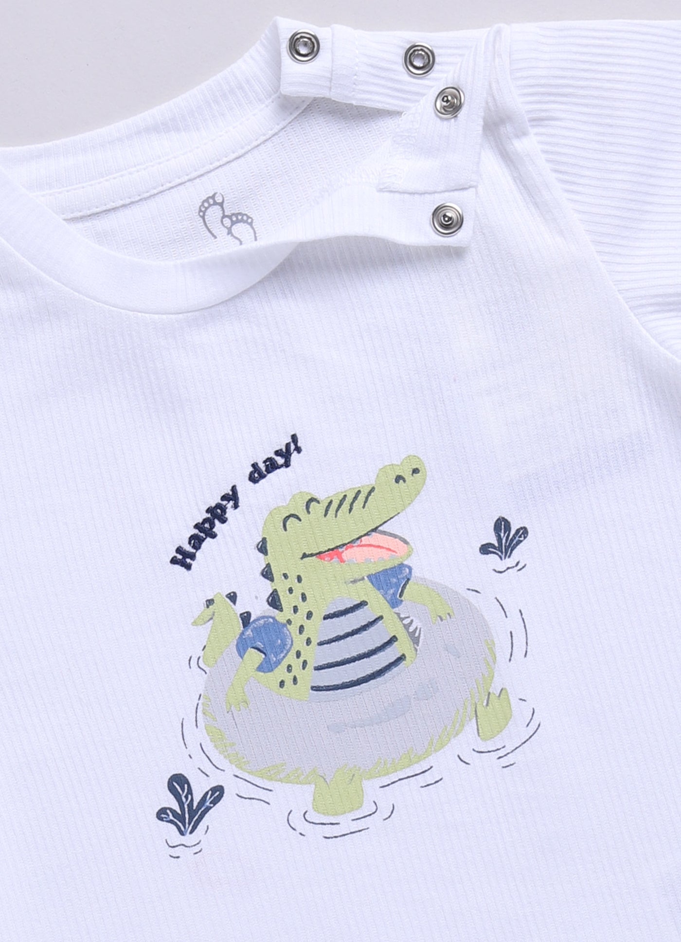Baby Boy Happy Crocodile Printed Half T Shirt & Short Playdate Outfit-Sky