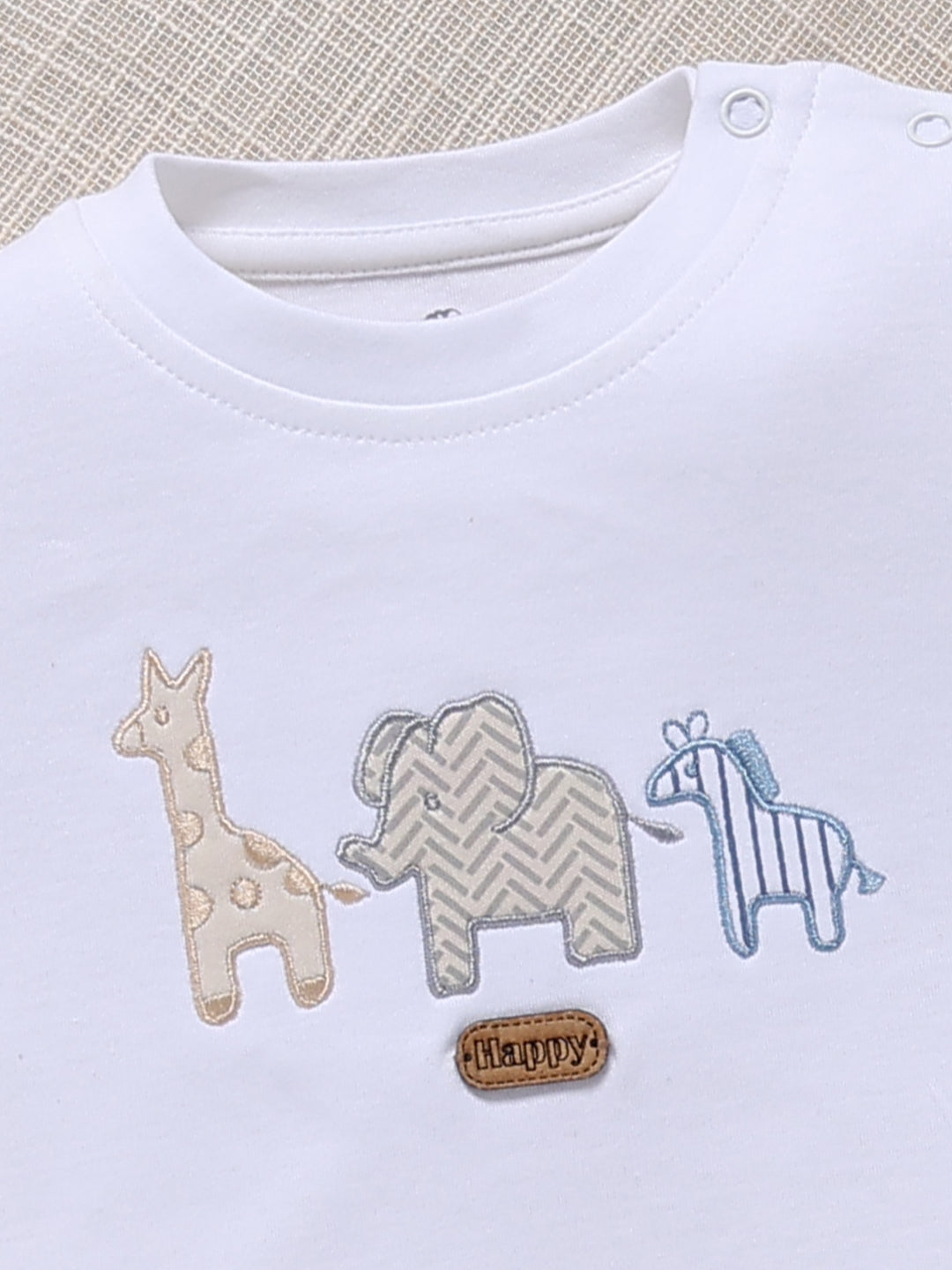Top & Bottom for Boys - Navy Blue Animal Embroidered