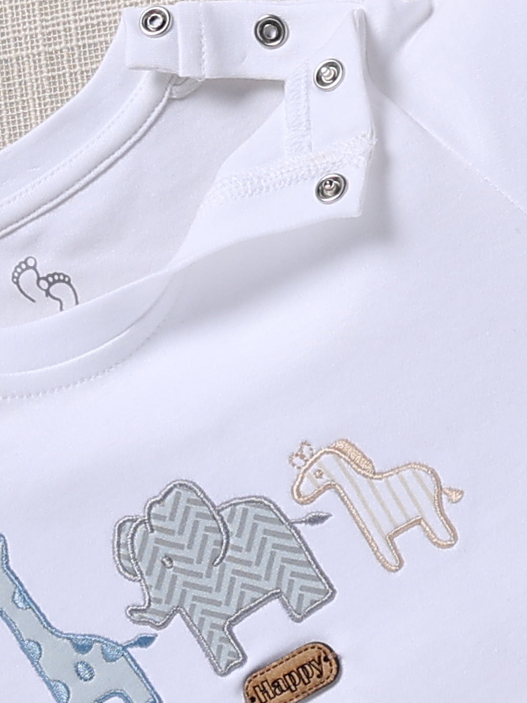 Top & Bottom for Boys - Cream Safari Animal