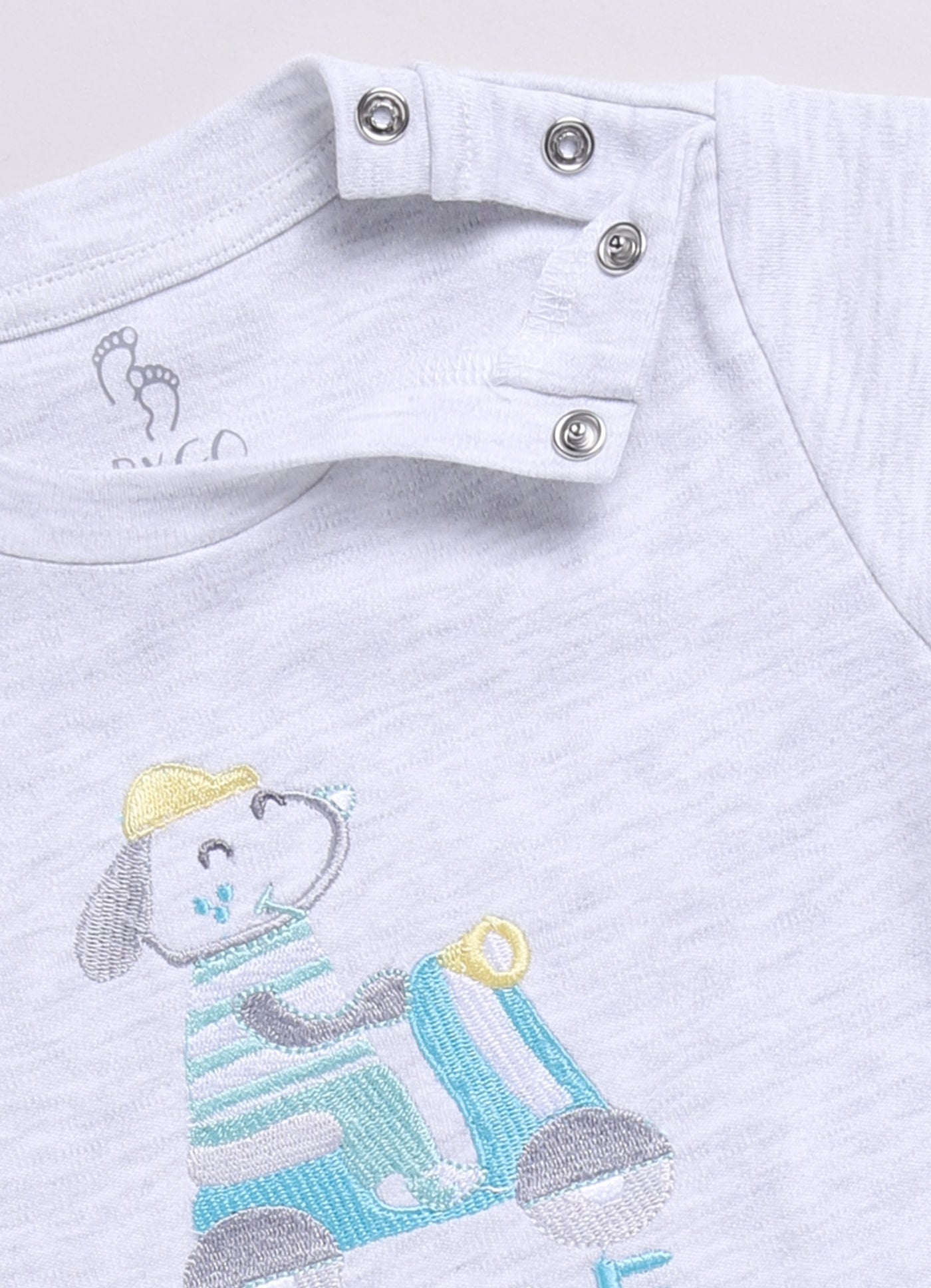 Happy Woof Printed Baby Boy Half T Shirt & Short Set-Melange