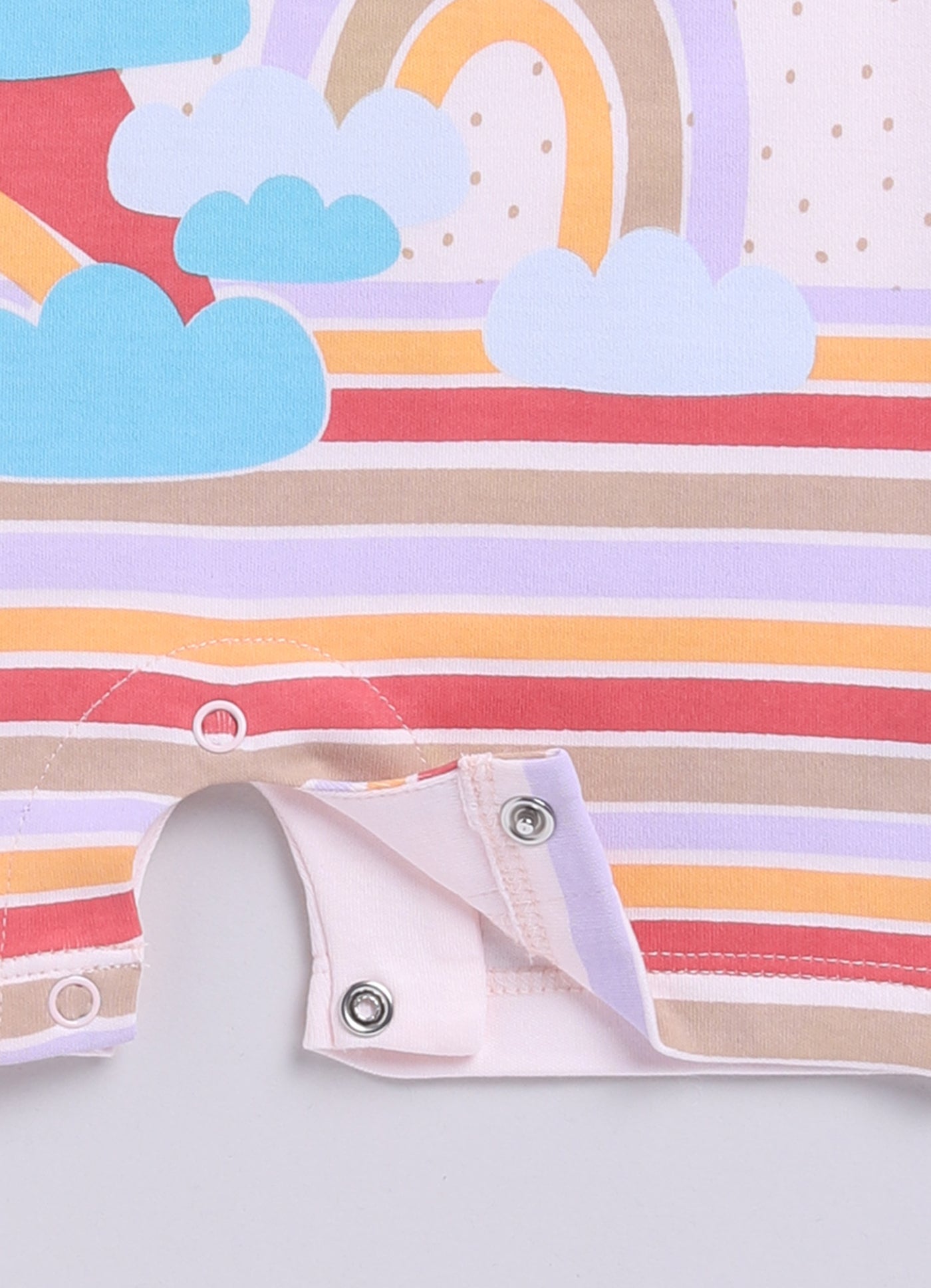 Baby  Boy Great Moment Rainbow & Bunny Summer Romper-PEACH