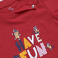 Baby Boy Have Fun printed Half T-Shirt and Shorts Set-Red
