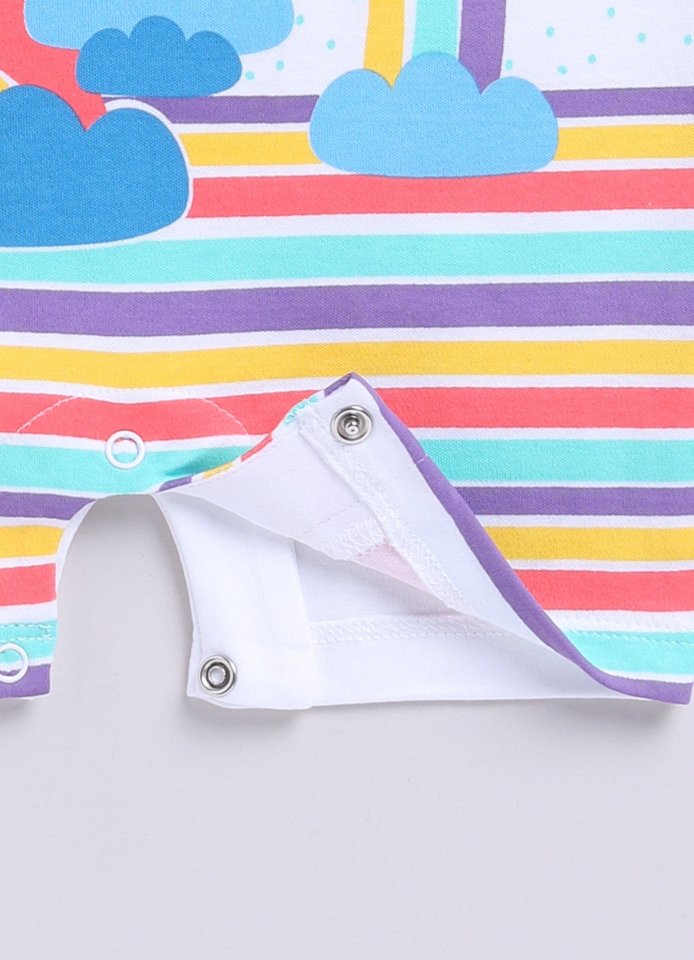 Baby  Boy Great Moment Rainbow & Bunny Summer Romper-WHITE