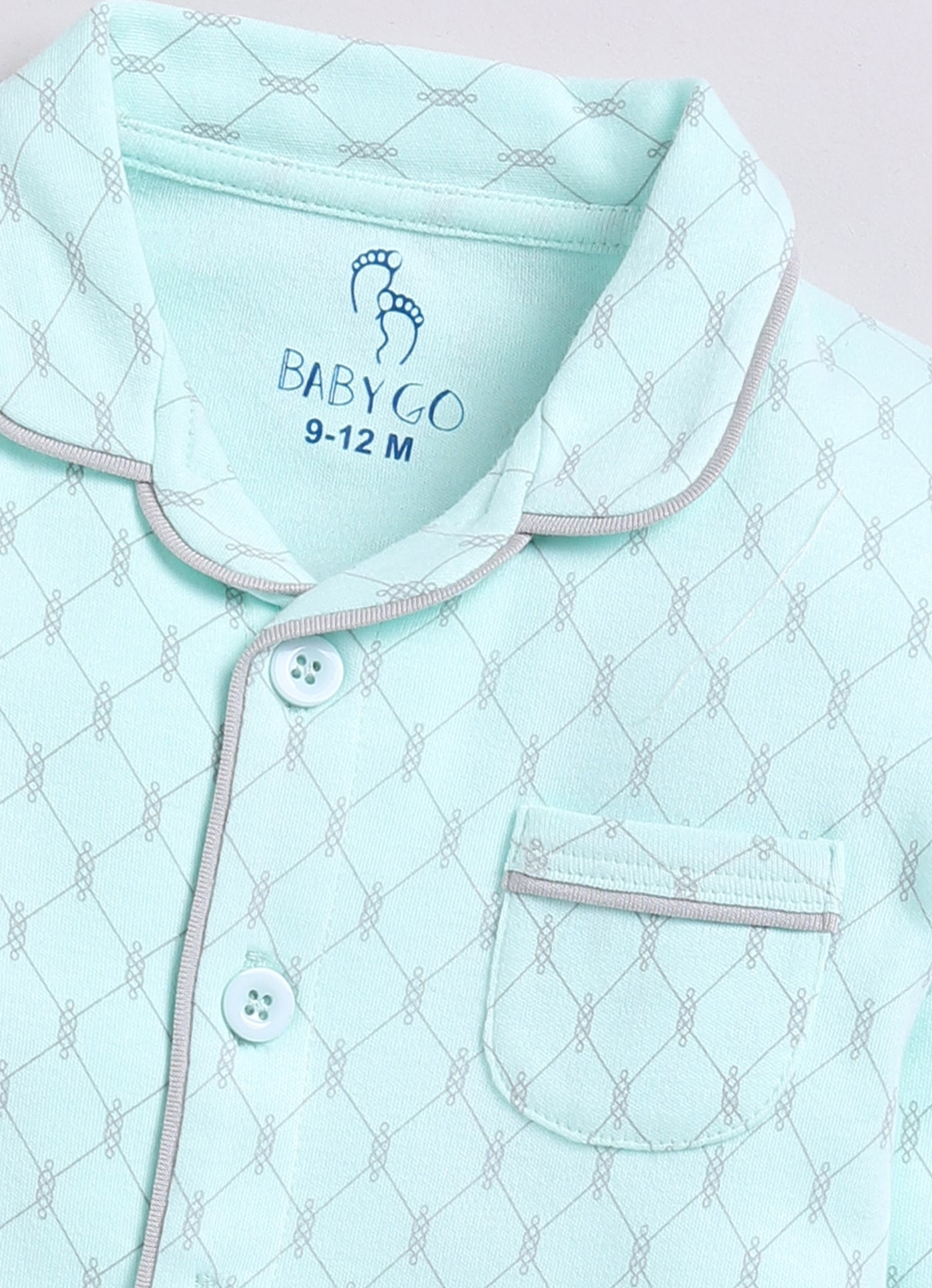 Baby Girl Printed Full Sleeve Night Suit-PEACH