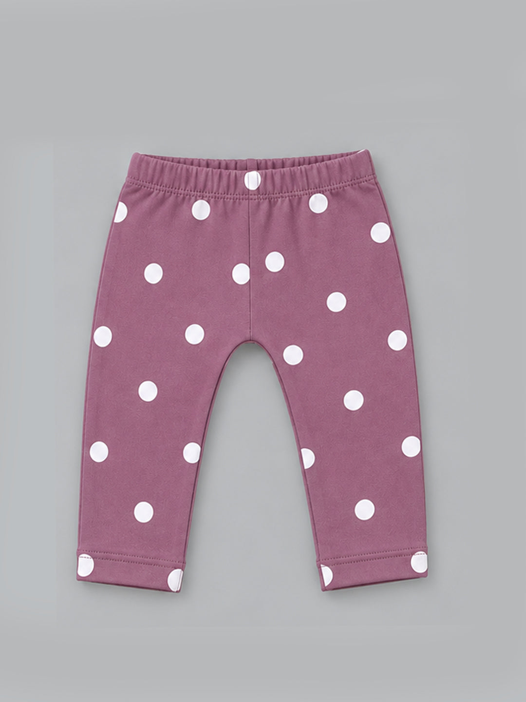 Cherry Embroidered Ruffled Polka Dot Full Sleeve Top and Bottom for Girls - Off-White & Mauve