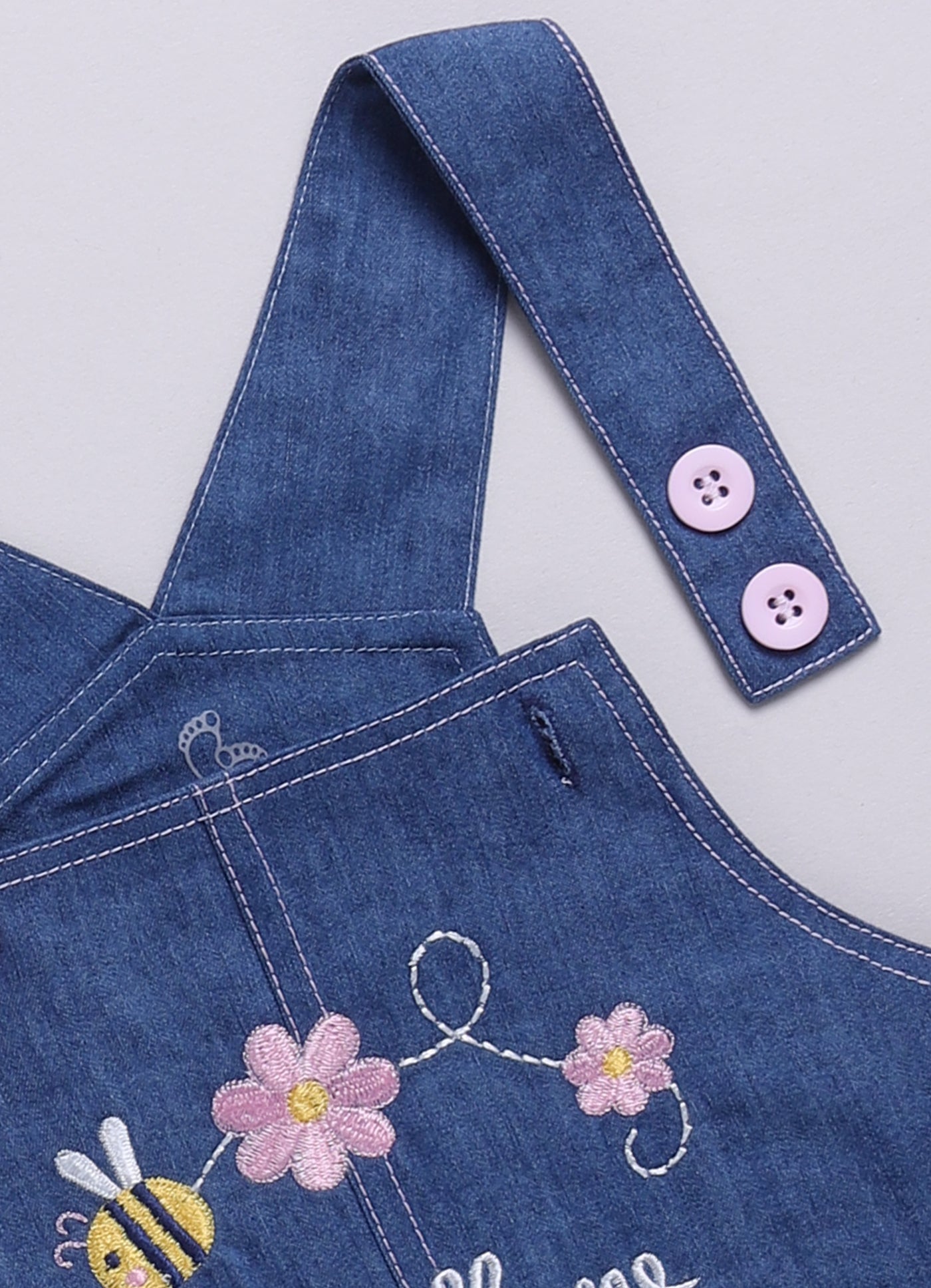 Baby Girl Willove Flutter Sleeve Dungaree-Blue Denim