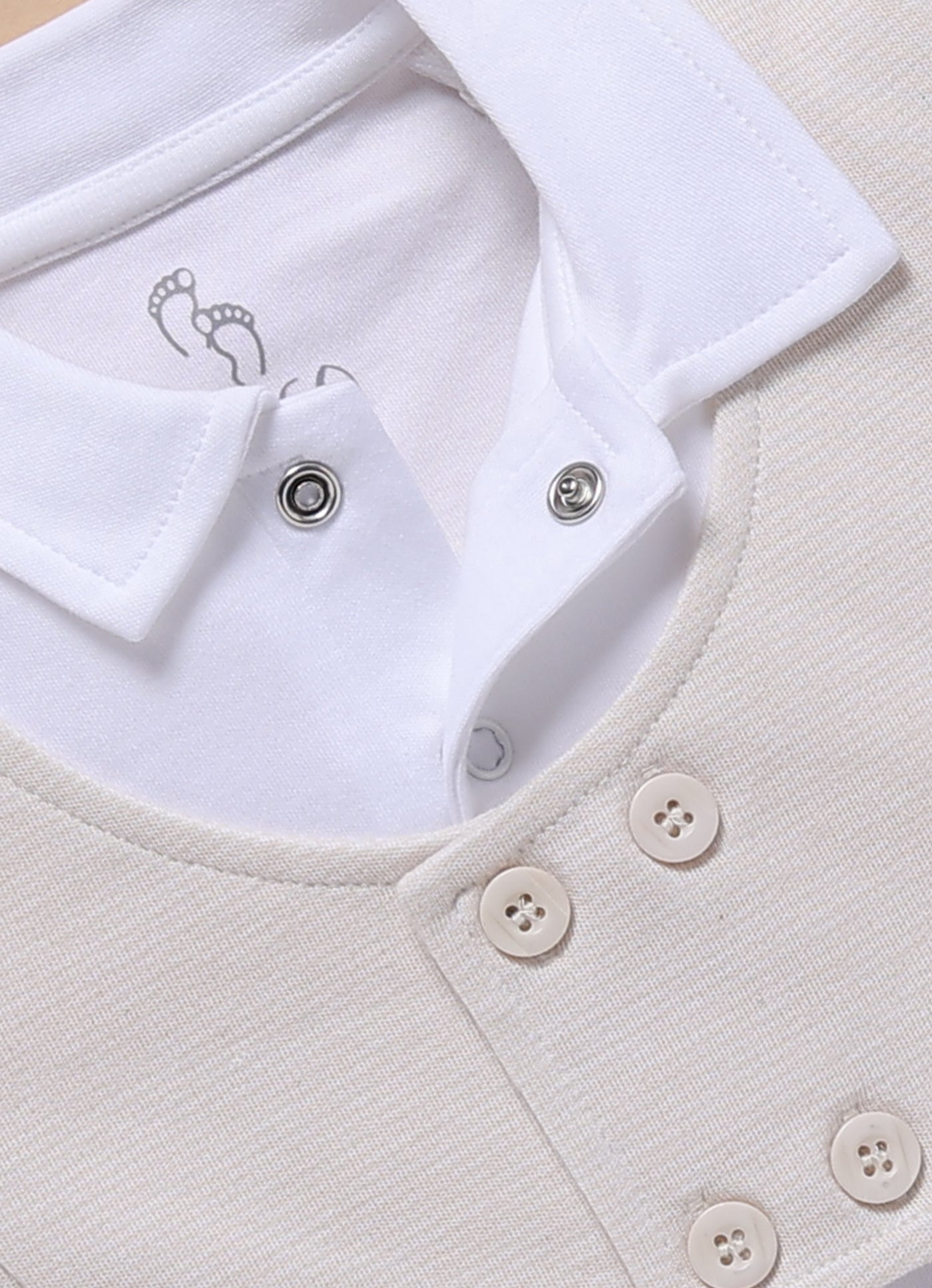 Full-Sleeve Top & Bottom Set for Boys with Jacket – Beige