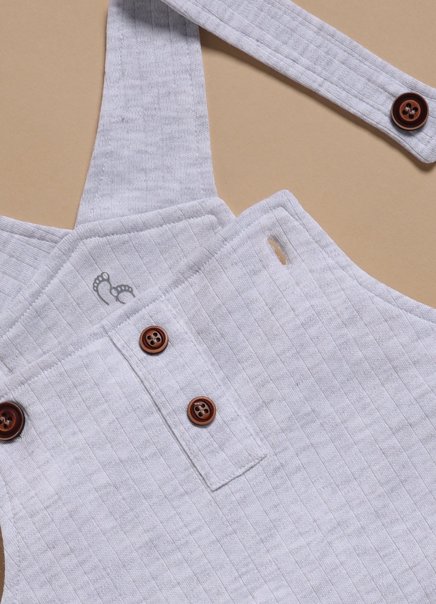 Half Sleeve Dungaree for Boys – White Melange Cute & Shine Bear