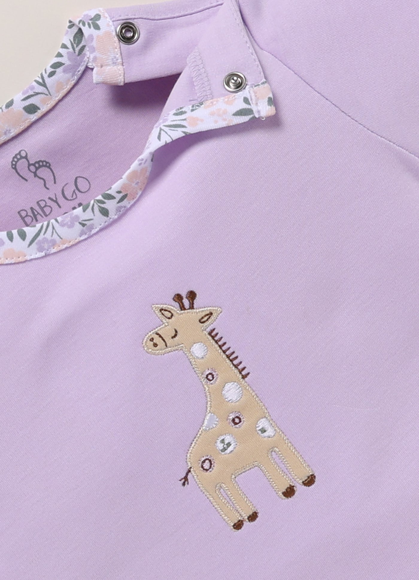 Half-Sleeve Top & Bottom For Girls - Light Purple Giraffe