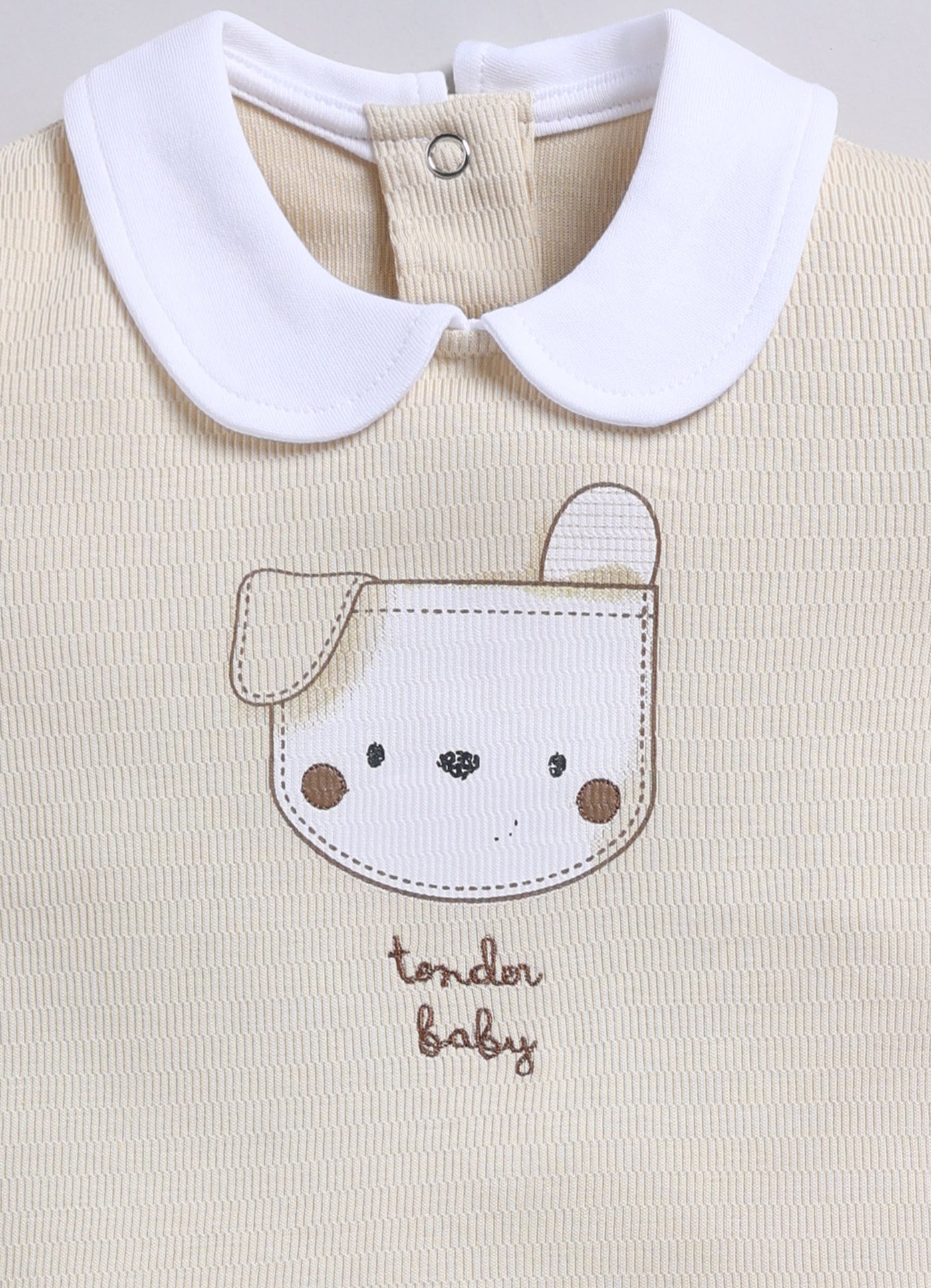 Snuggle Puppy Baby Boy Half T Shirt & Short Set-Beige