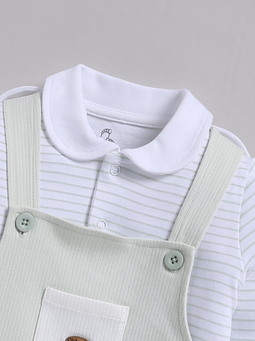 Dungaree - Light Green Koala Ribbed