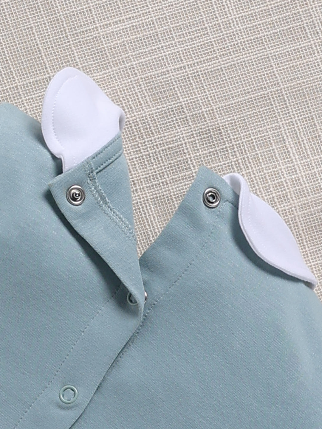 Top & Bottom for Girls - Dusty Blue Embroidered Collar Peplum Top & Bow-Accent