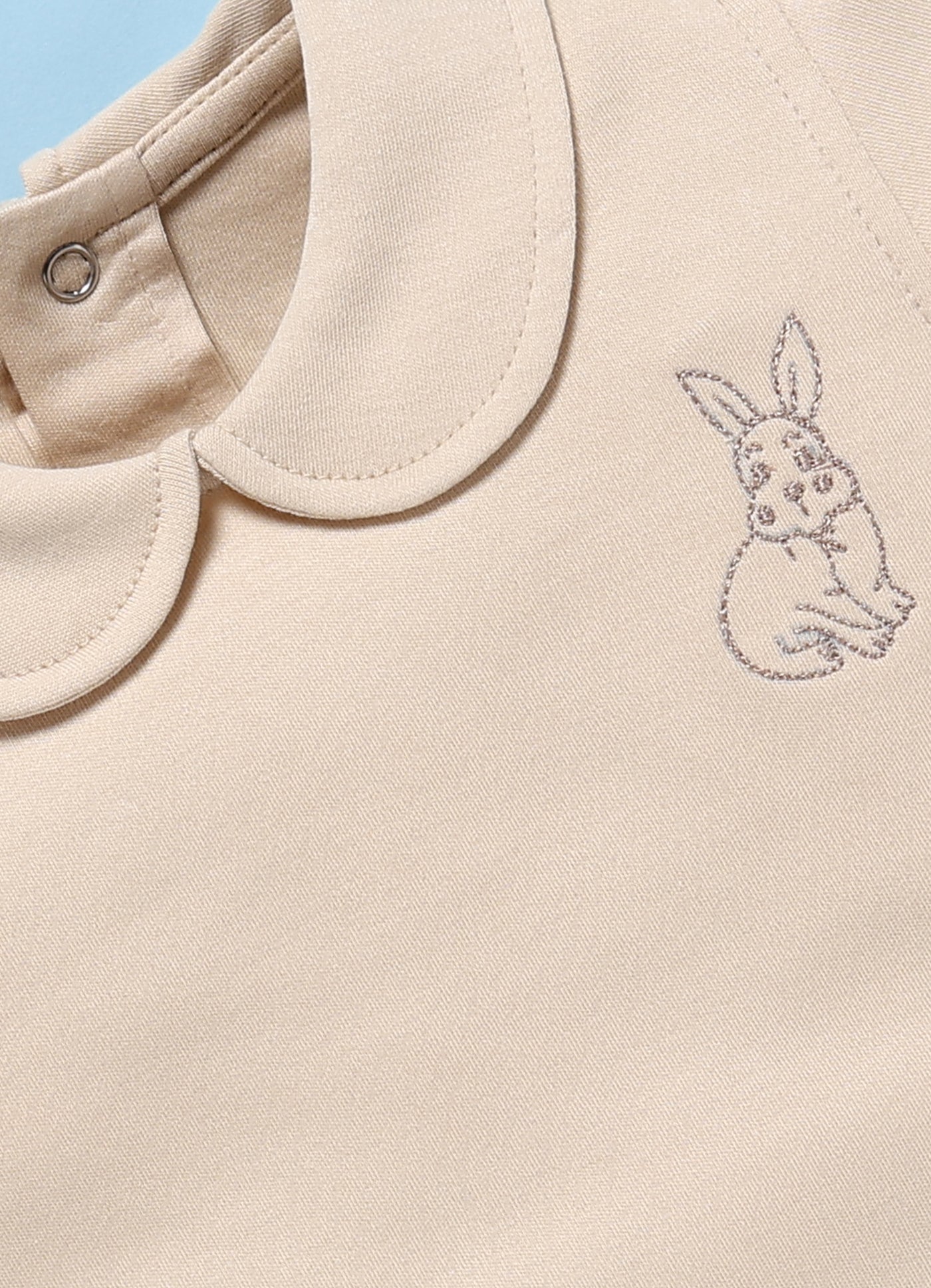 Half-Sleeve Top & Bottom For Girls - Beige Sweet Bunny