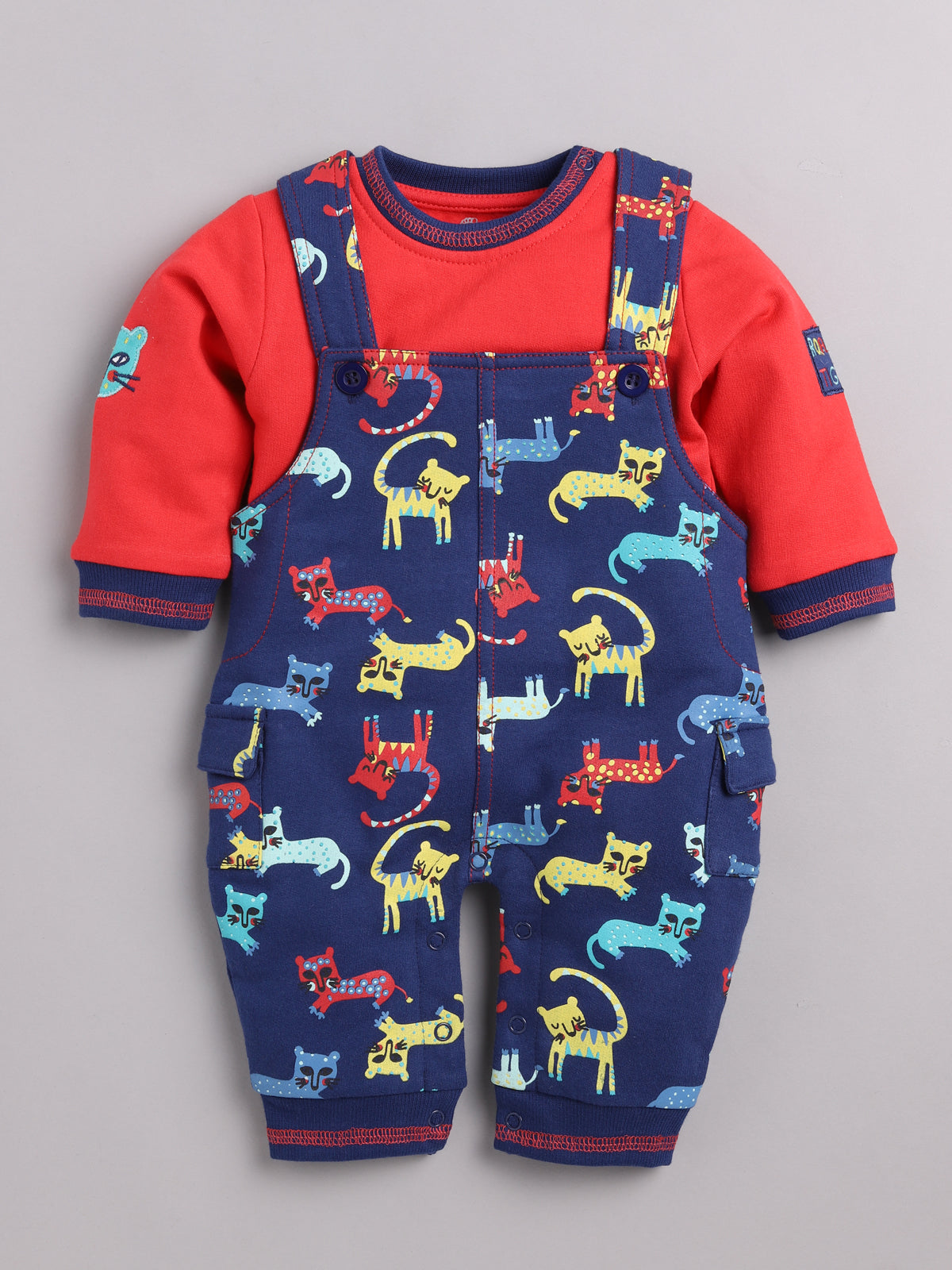Full Sleeve Casual Cotton Dungaree Dress for Baby Boys NAVY