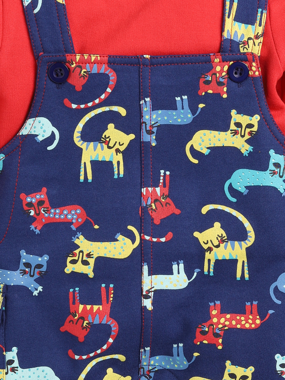 Full Sleeve Casual Cotton Dungaree Dress for Baby Boys NAVY