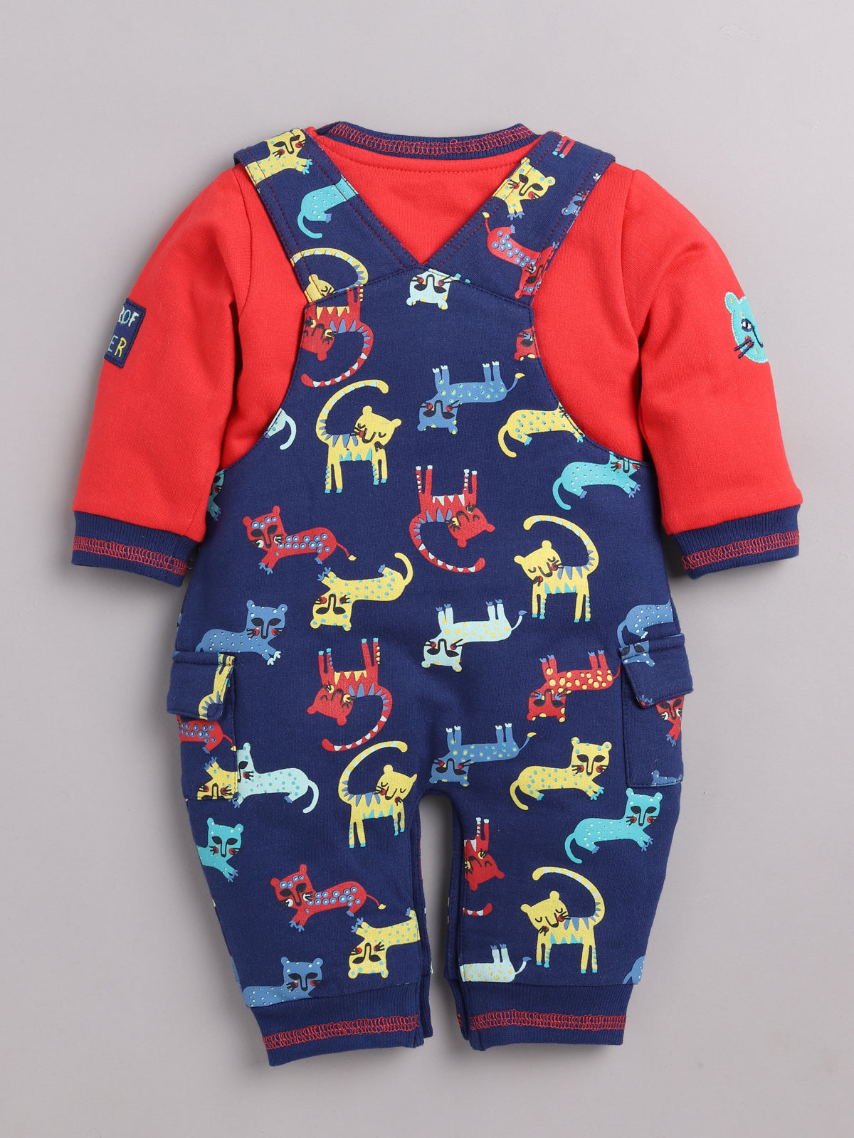 Full Sleeve Casual Cotton Dungaree Dress for Baby Boys NAVY