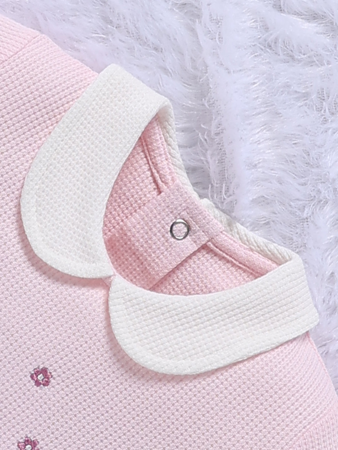 Top & Bottom for Girls - Pink Bunny Embroidered Waffle Top & Trousers Set