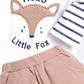Little Fox printed casual T-Shirt Pyjama set-BEIGE