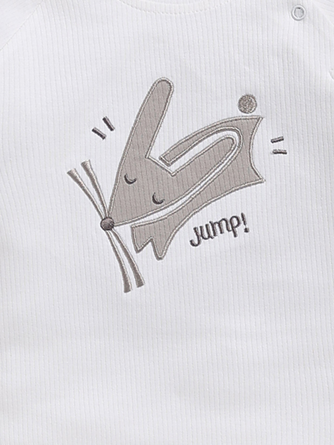Top & Bottom for Boys - Light Grey Bunny Embroidered