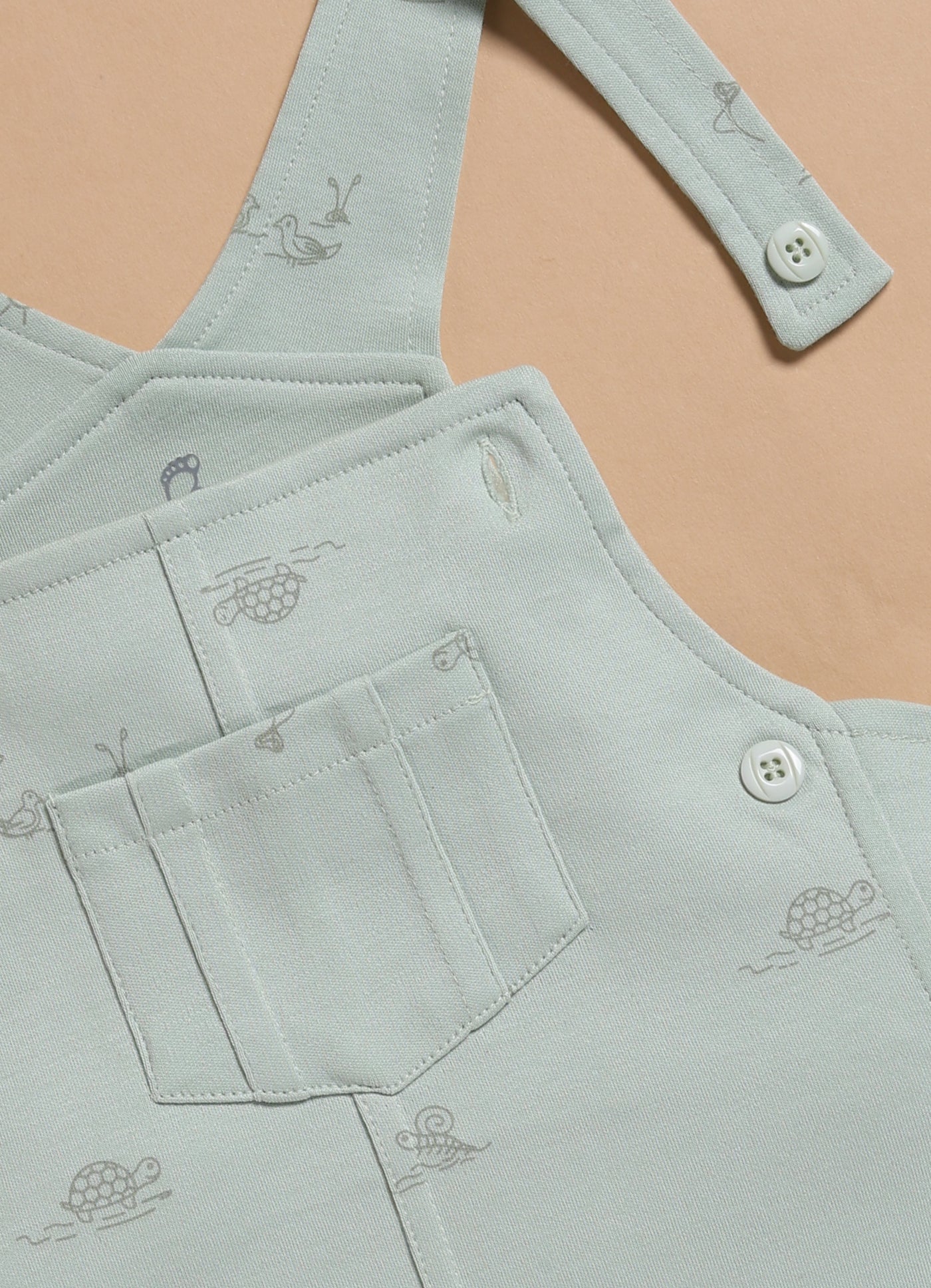 Half Sleeve Dungaree for Boys – Mint Green Nature Print