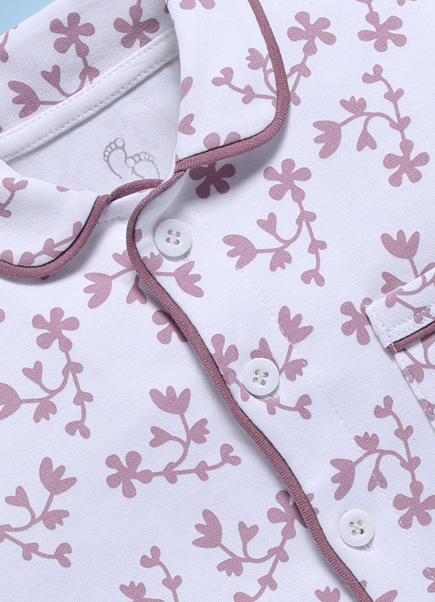 Full-Sleeve Nightsuits for Girls - Purple Floral Charm