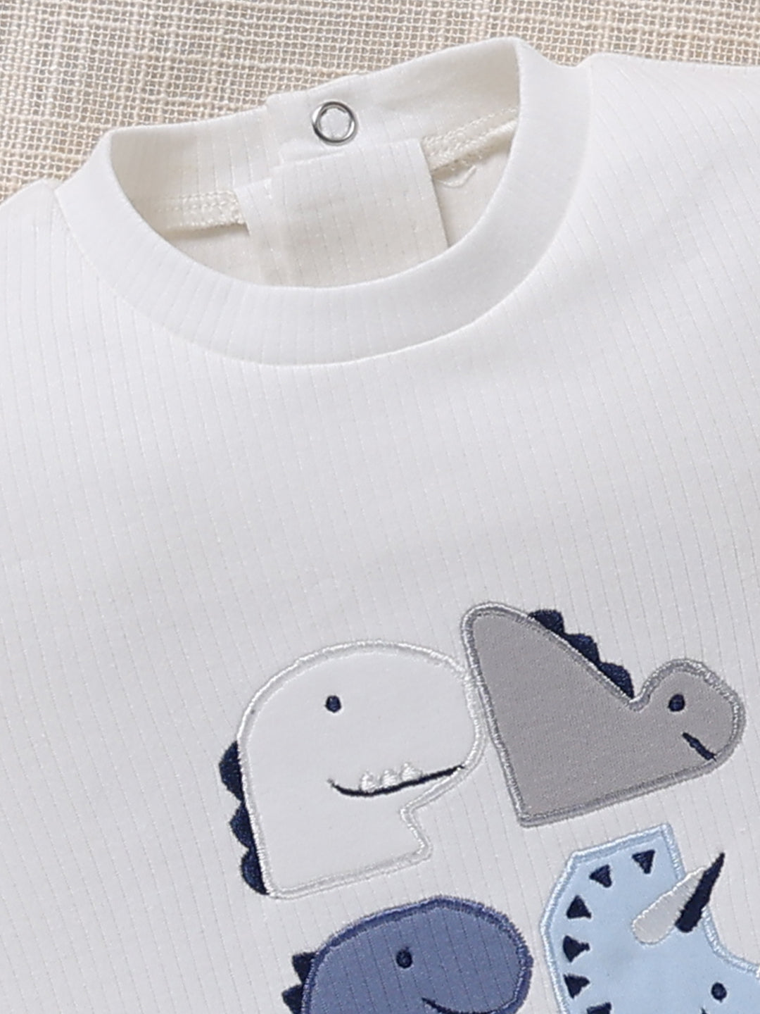 Top & Bottom for Boys - Navy Blue Dino Roar Embroidered