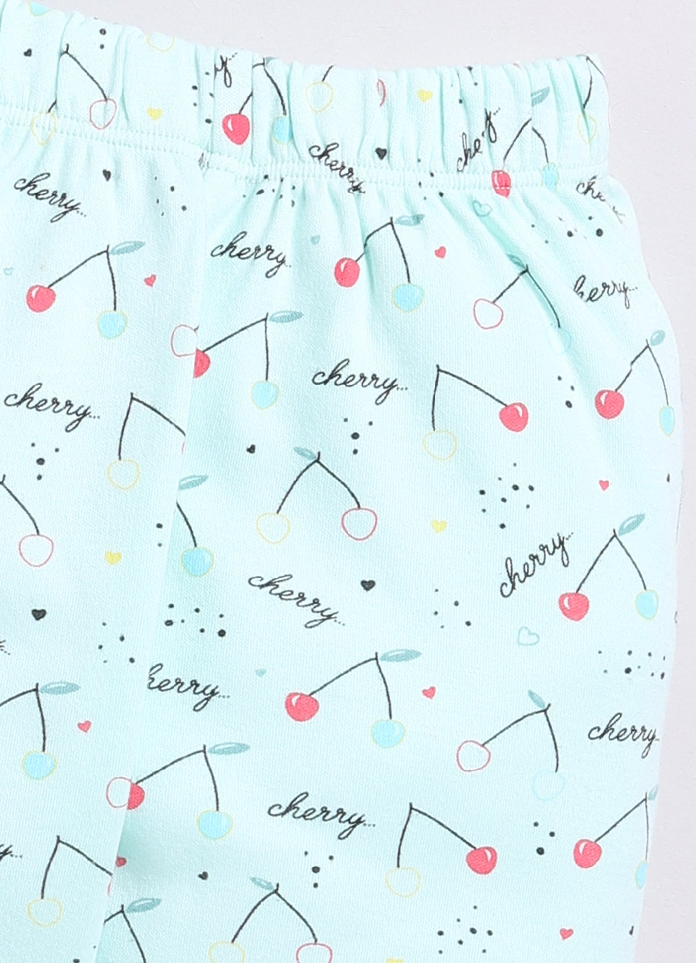 Cherry Printed Baby Girl Night Suit-LIGHT GREEN
