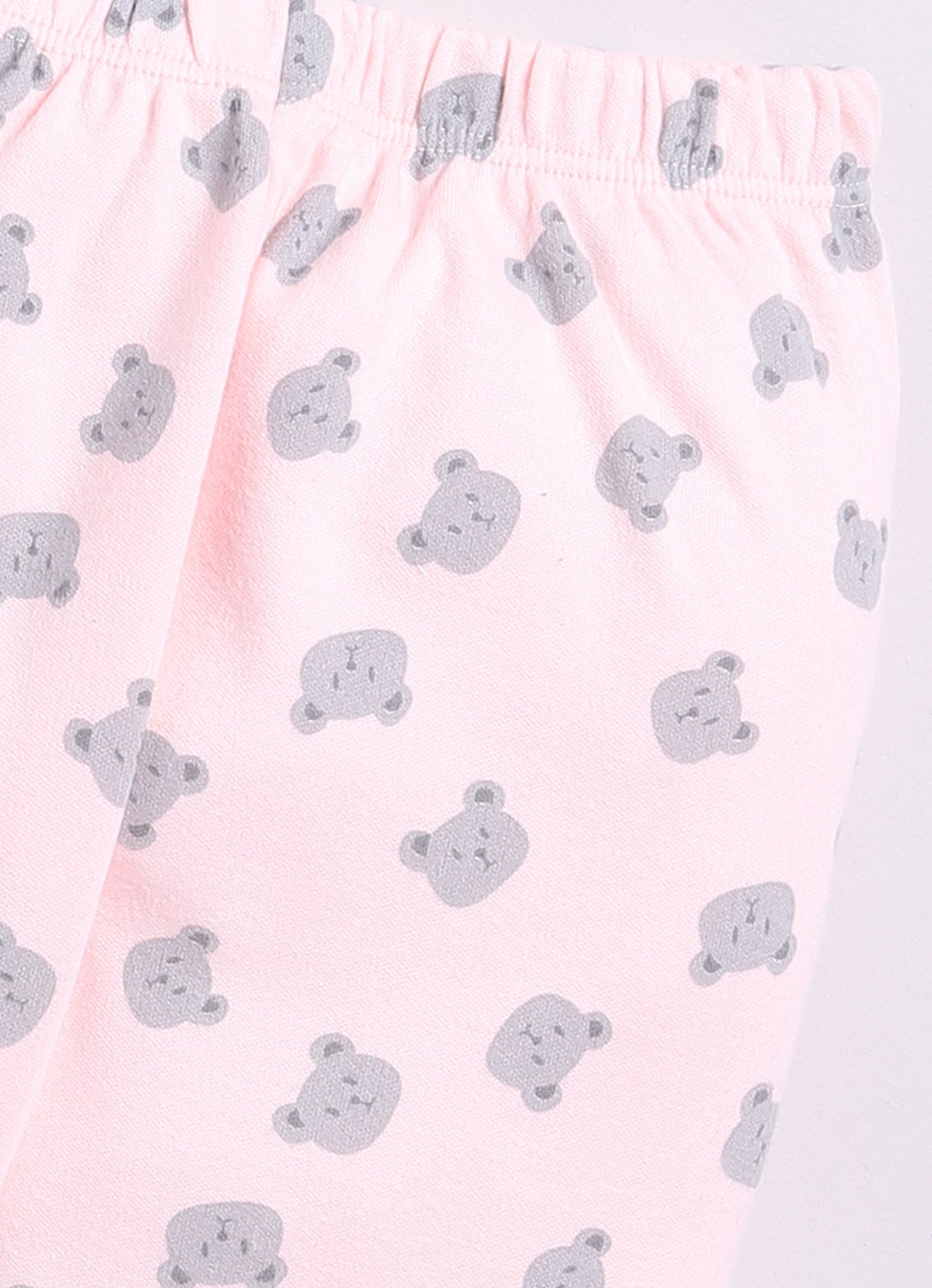 Bear Printed Baby Girl Half Sleeves Night Suit-PINK
