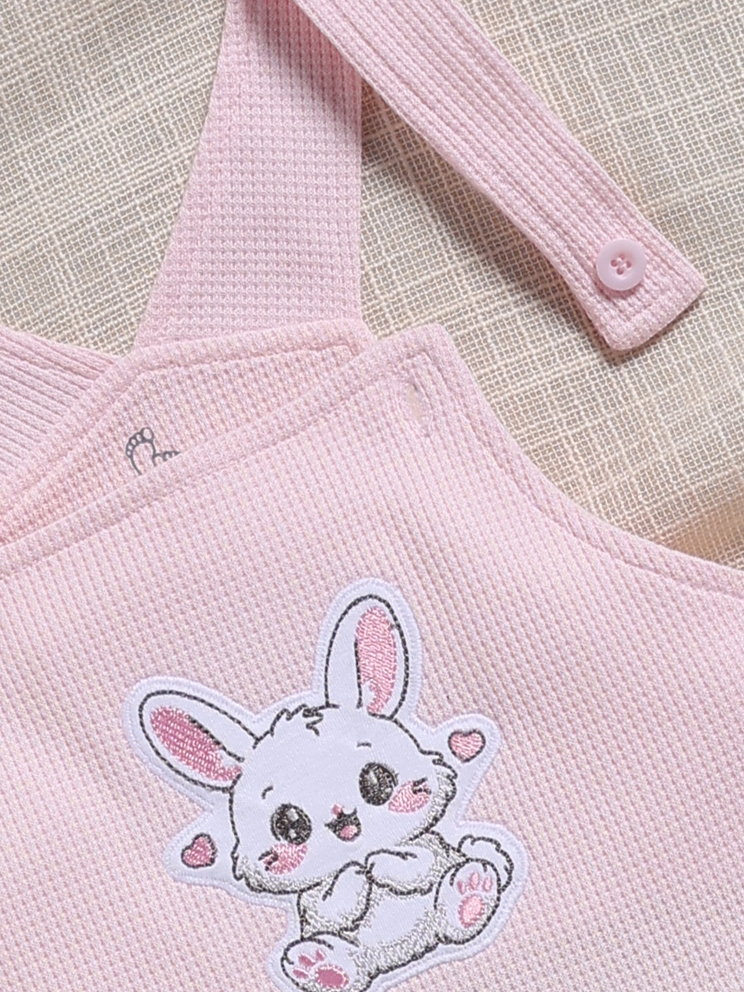 Dungaree - Baby Pink Bunny Polka Dot