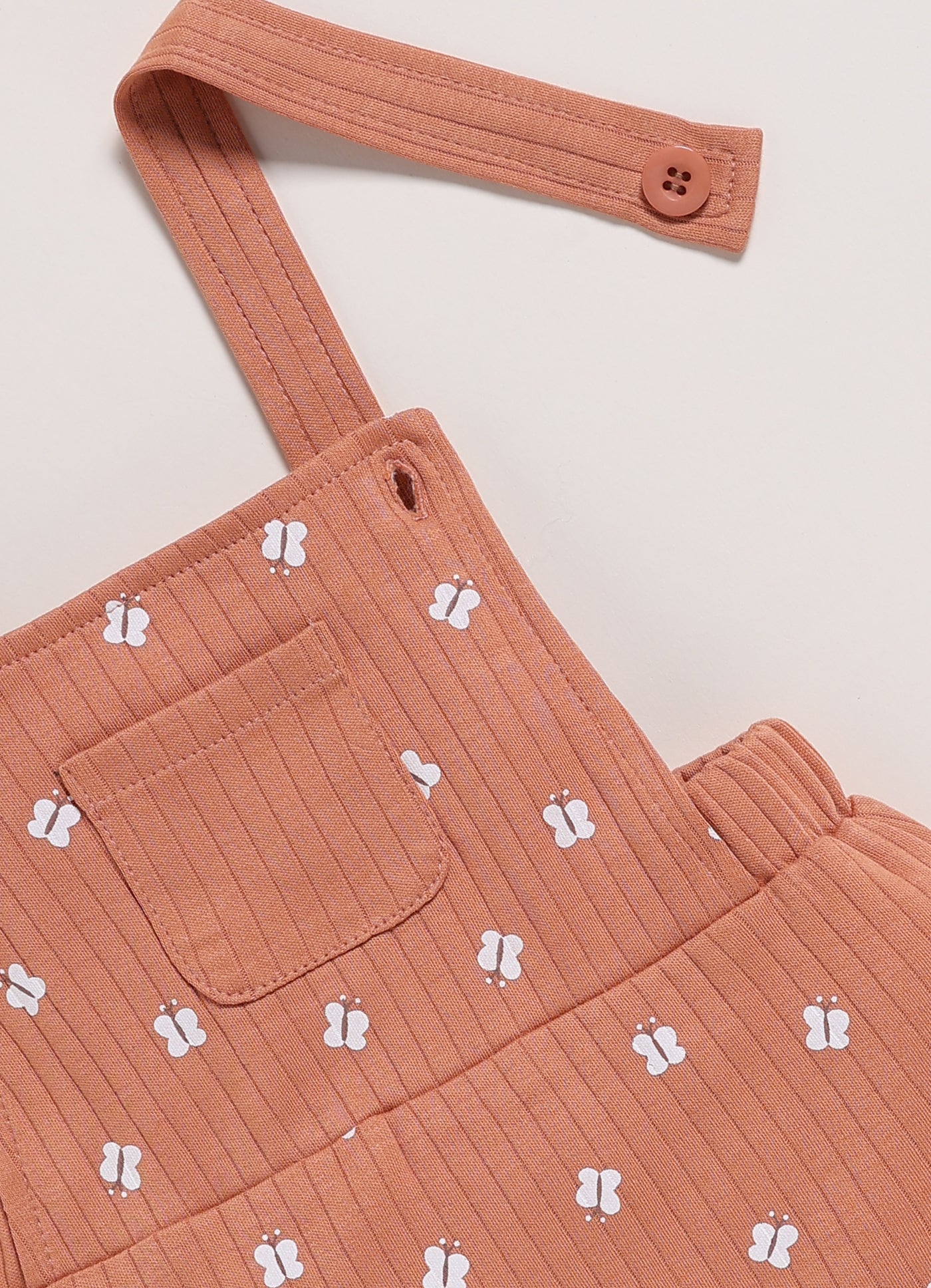Half Sleeve Dungaree for Girls – Brown Tiny Pocket