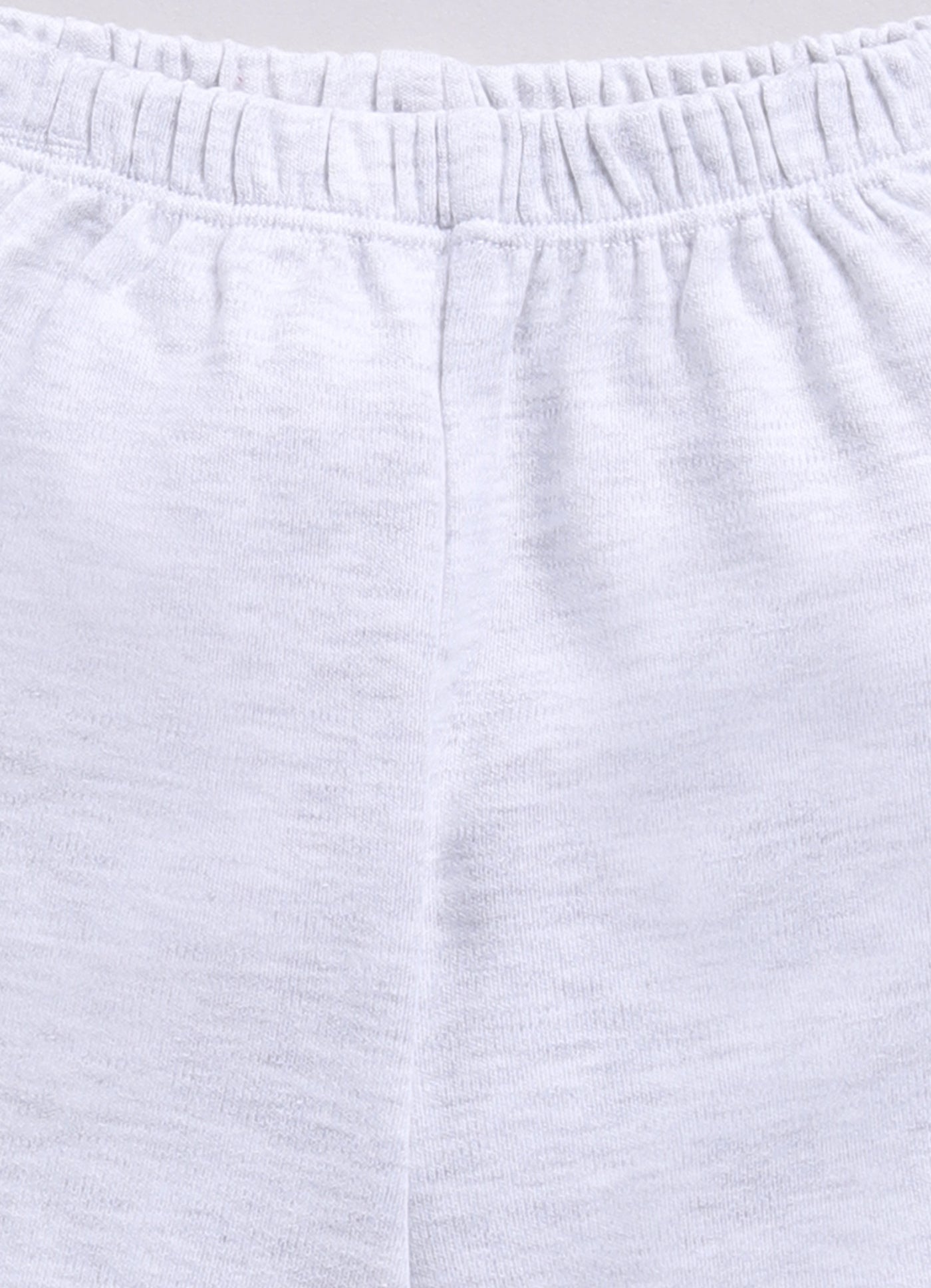 Baby Boy Speckled Top with Bear Pattrned & Light Gray Elastic Waist Shorts-Cream