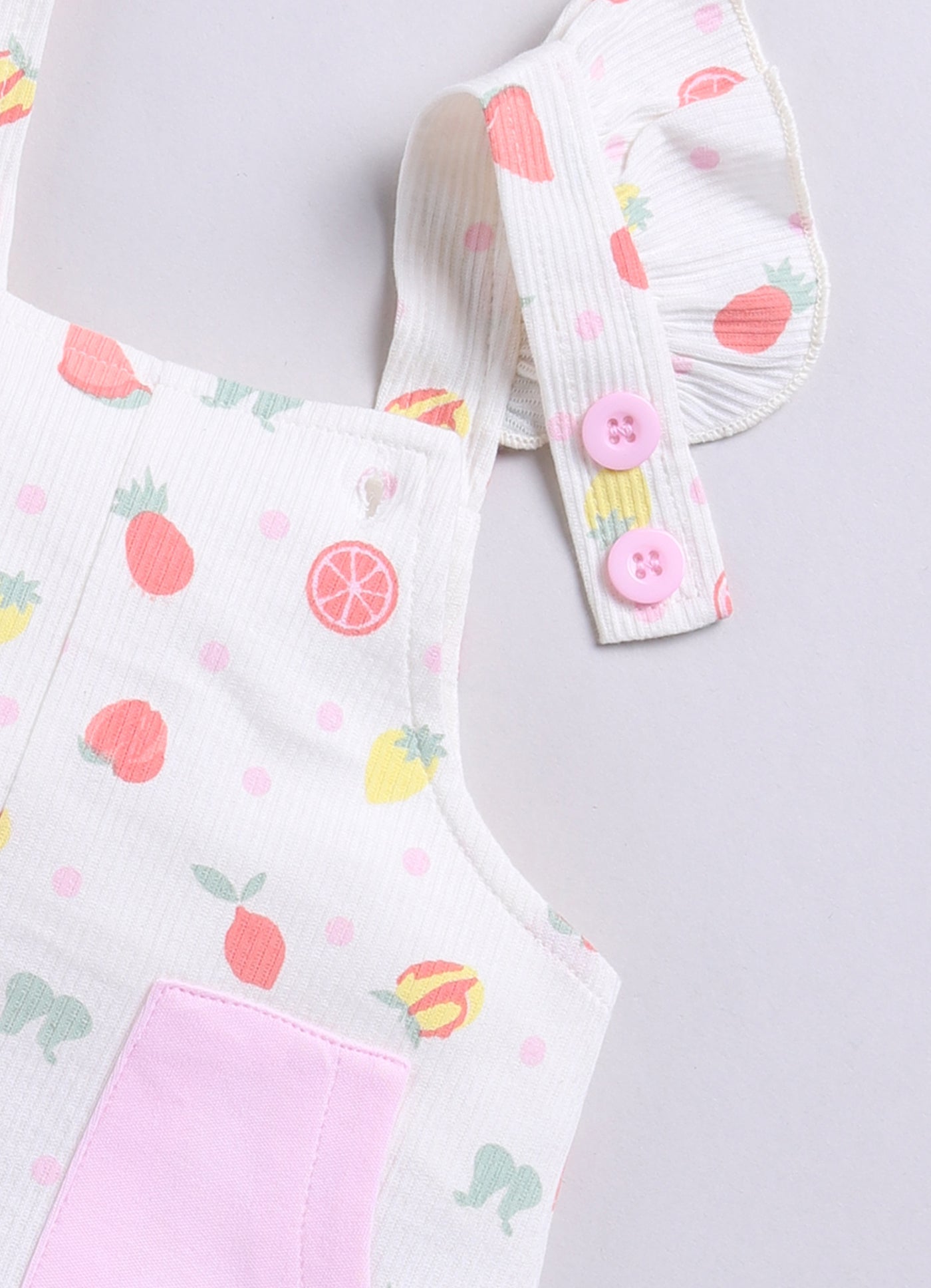 Baby Girl Floral Pinafore Dress with Cute Pockets-PINK