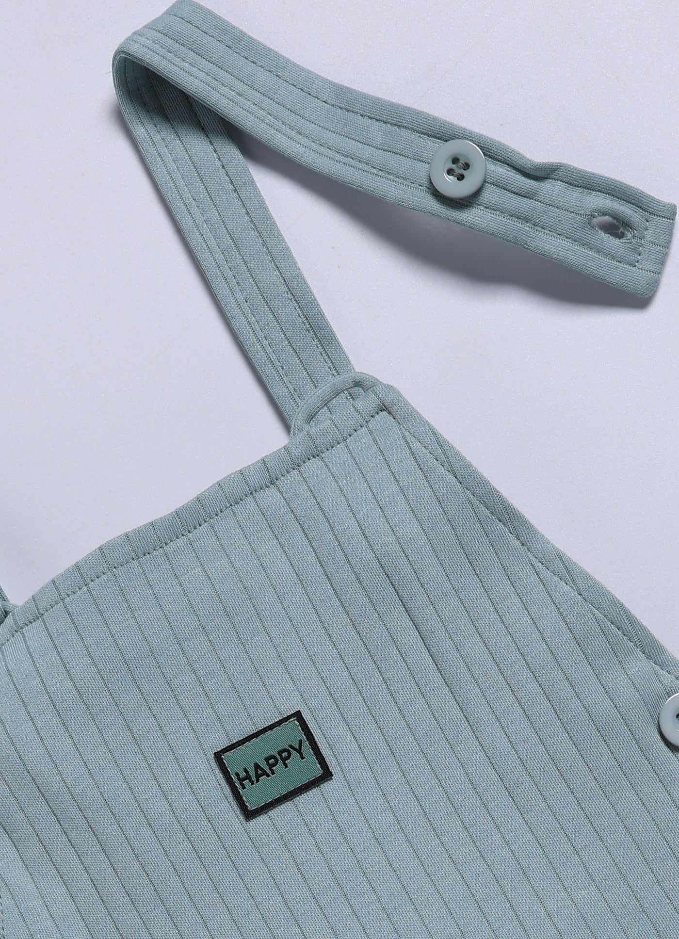 Half Sleeve Dungaree for Boys - Mint Green Happy Badge