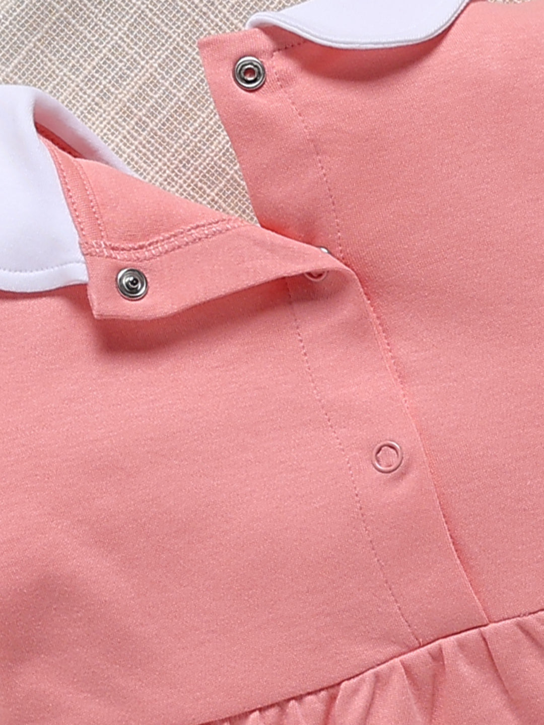 Top & Bottom for Girls - Coral Pink Embroidered Collar Peplum