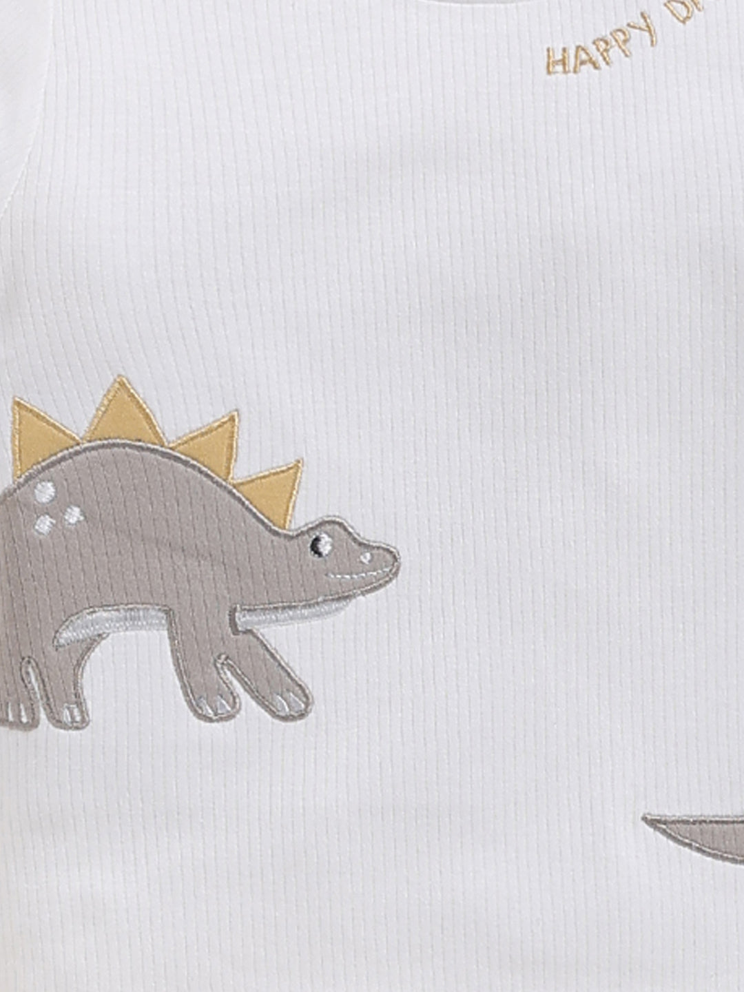 Top & Bottom for Boys - Light Grey Dinosaur Applique