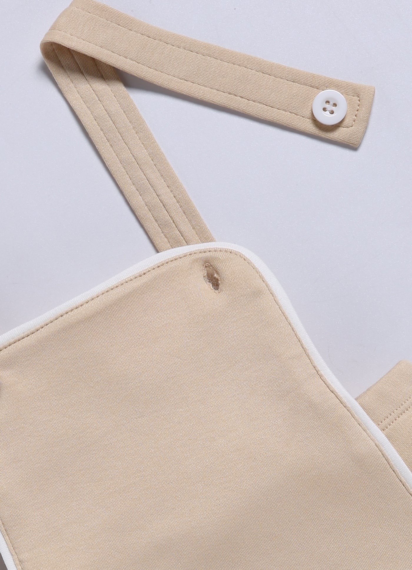 Half Sleeve Dungaree for Boys - Beige Striped Collar