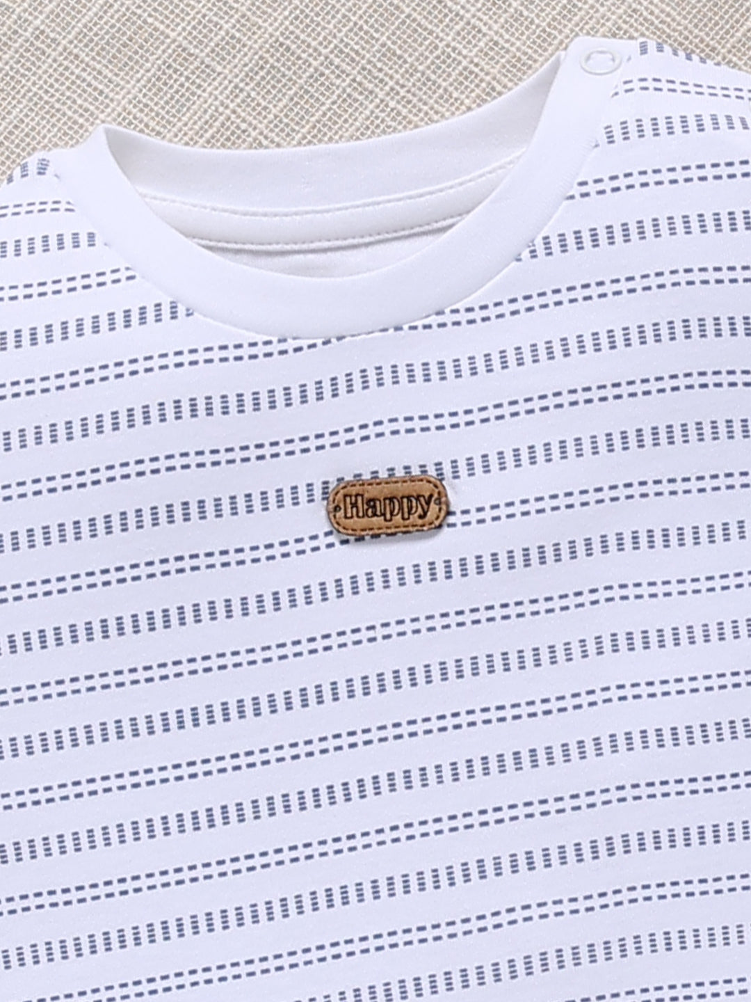 Top & Bottom for Boys - Navy Blue Striped Animal Appliqué