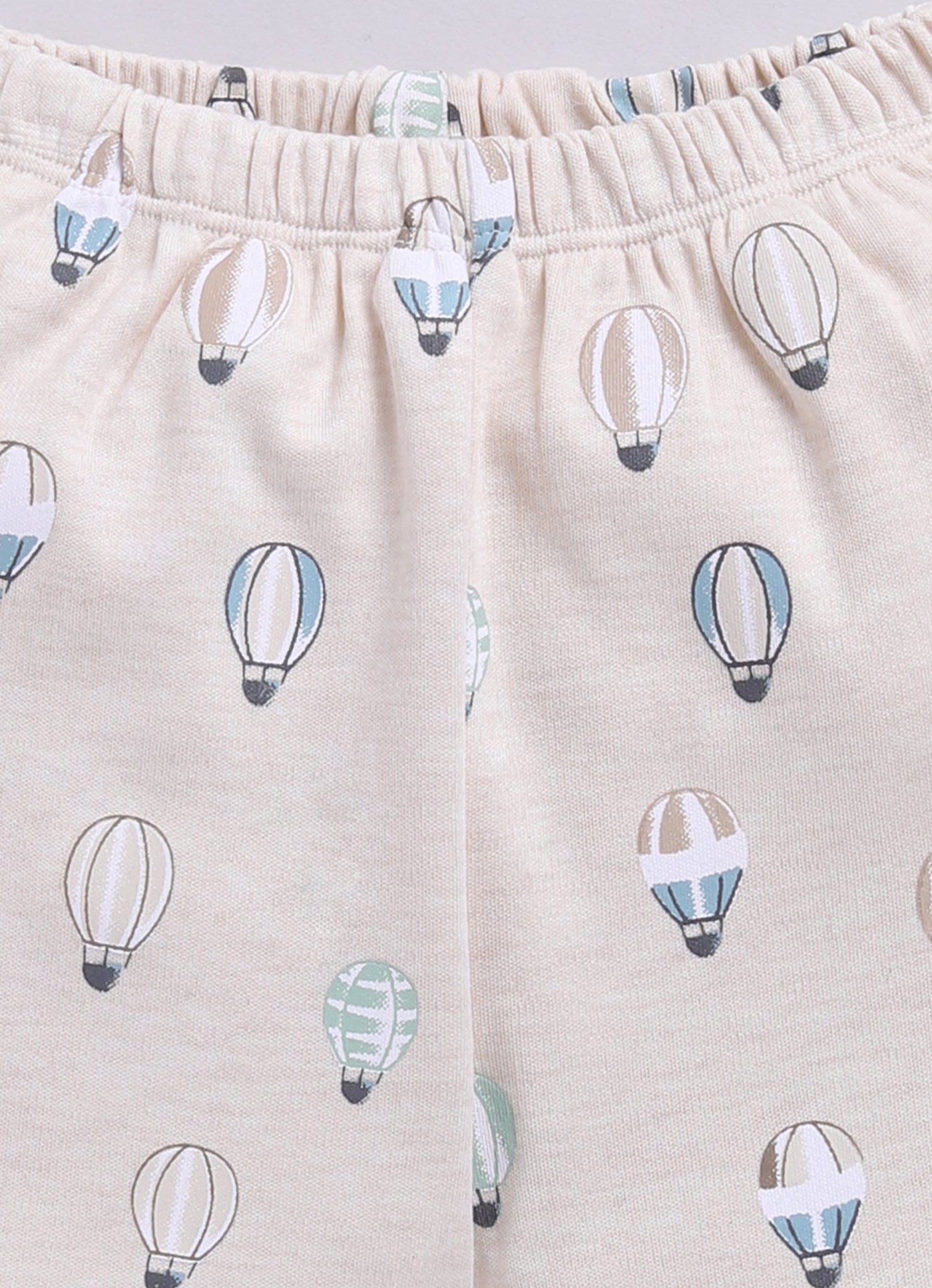 Fun Hot Air Balloon Print Half T Shirt & Short Set-Green