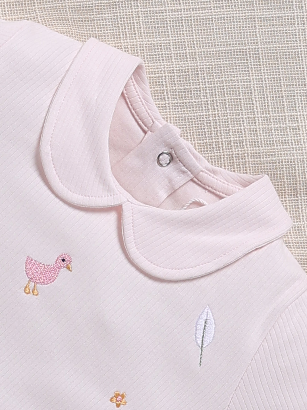 Top & Bottom for Girls - Pink Embroidered Ribbed Top & Trousers Set