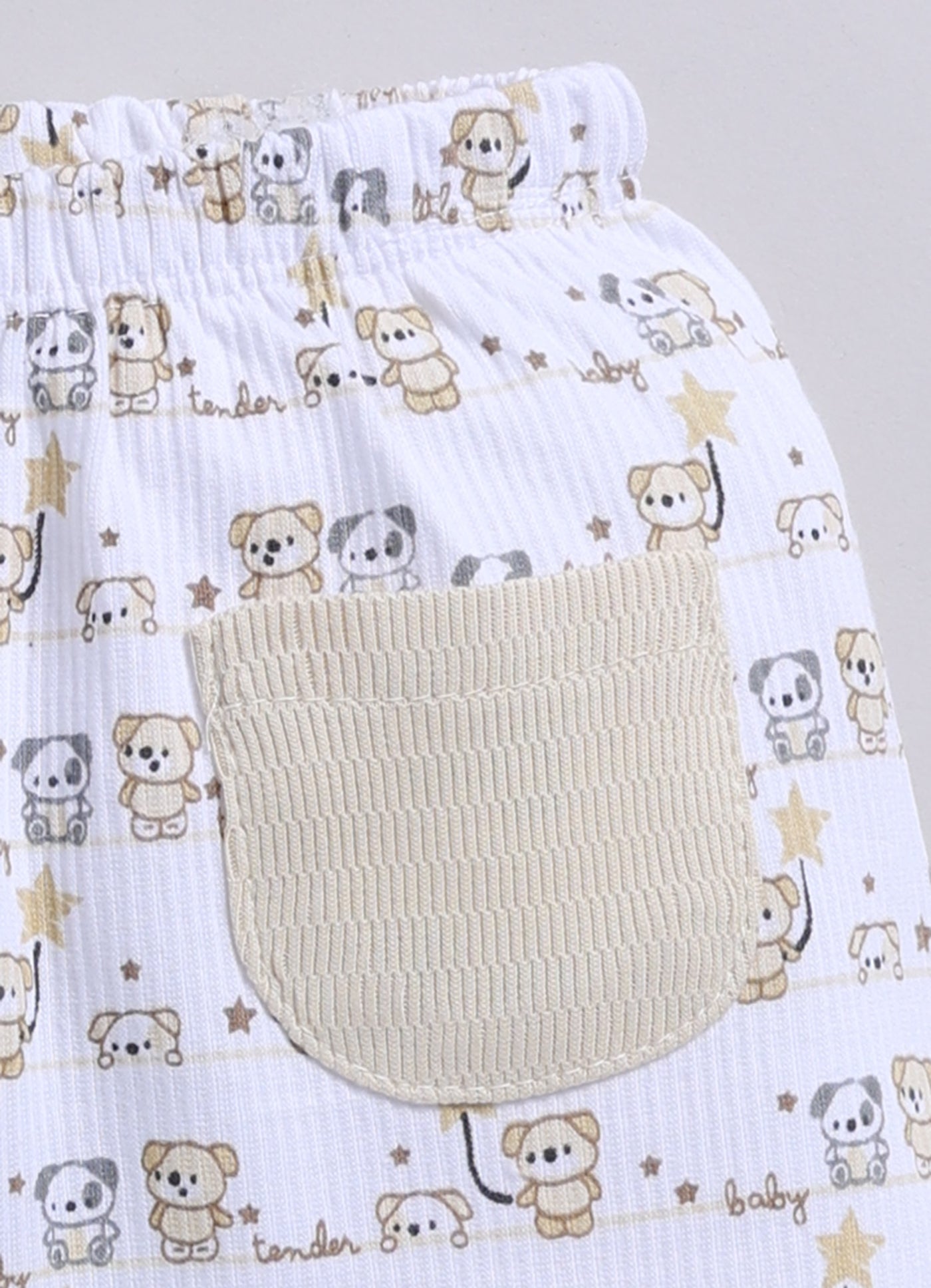 Snuggle Puppy Baby Boy Half T Shirt & Short Set-Beige