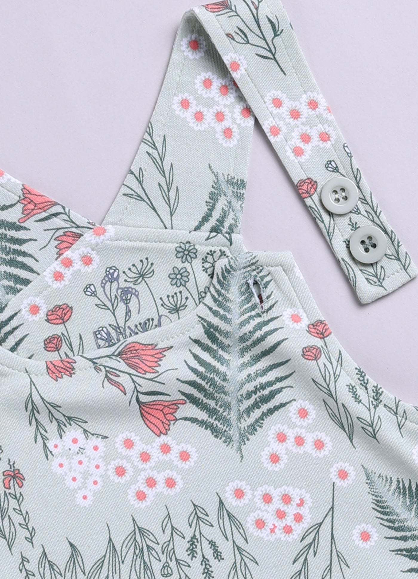 Half Sleeve Dungaree for Girls - Sage