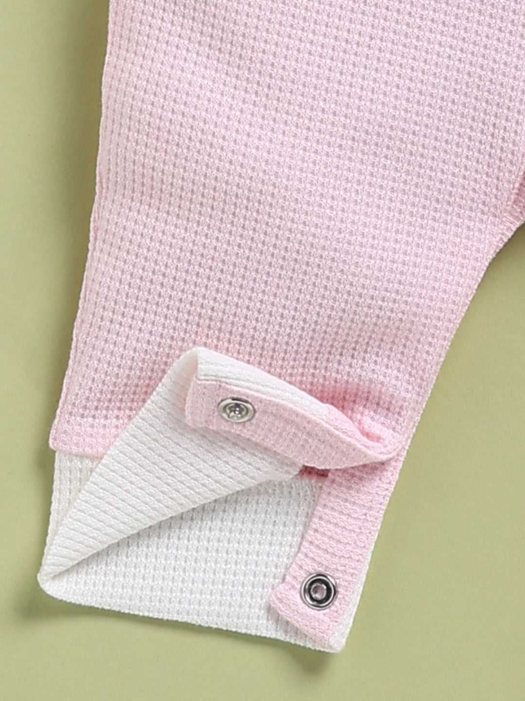 Full Sleeve Romper for Girls – Pink Waffle Knit