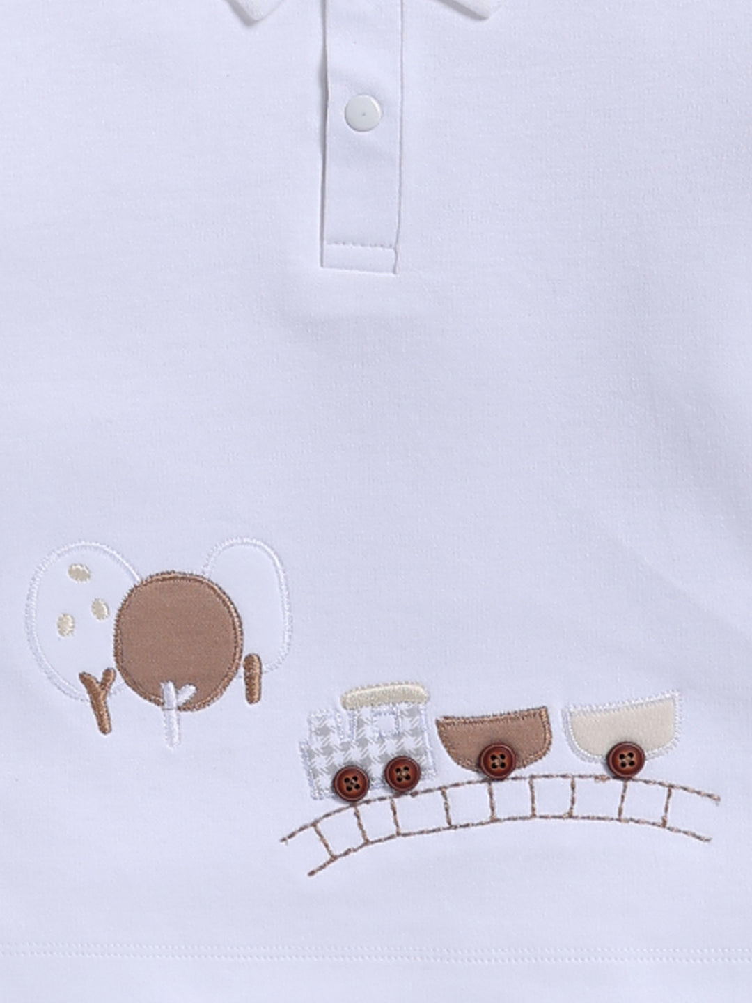 Top & Bottom for Boys - Cream Train Graphic Polo