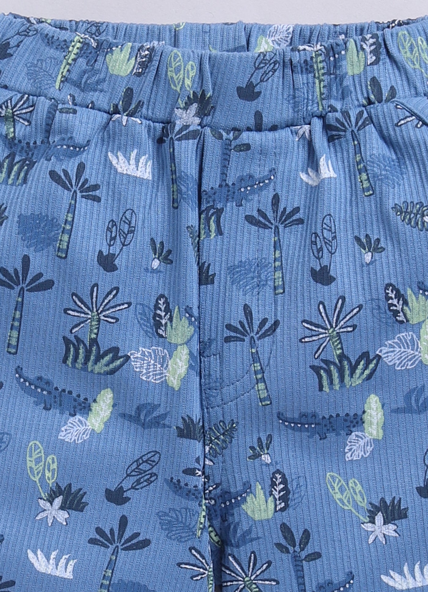 Baby Boy Happy Crocodile Printed Half T Shirt & Short Playdate Outfit-Sky