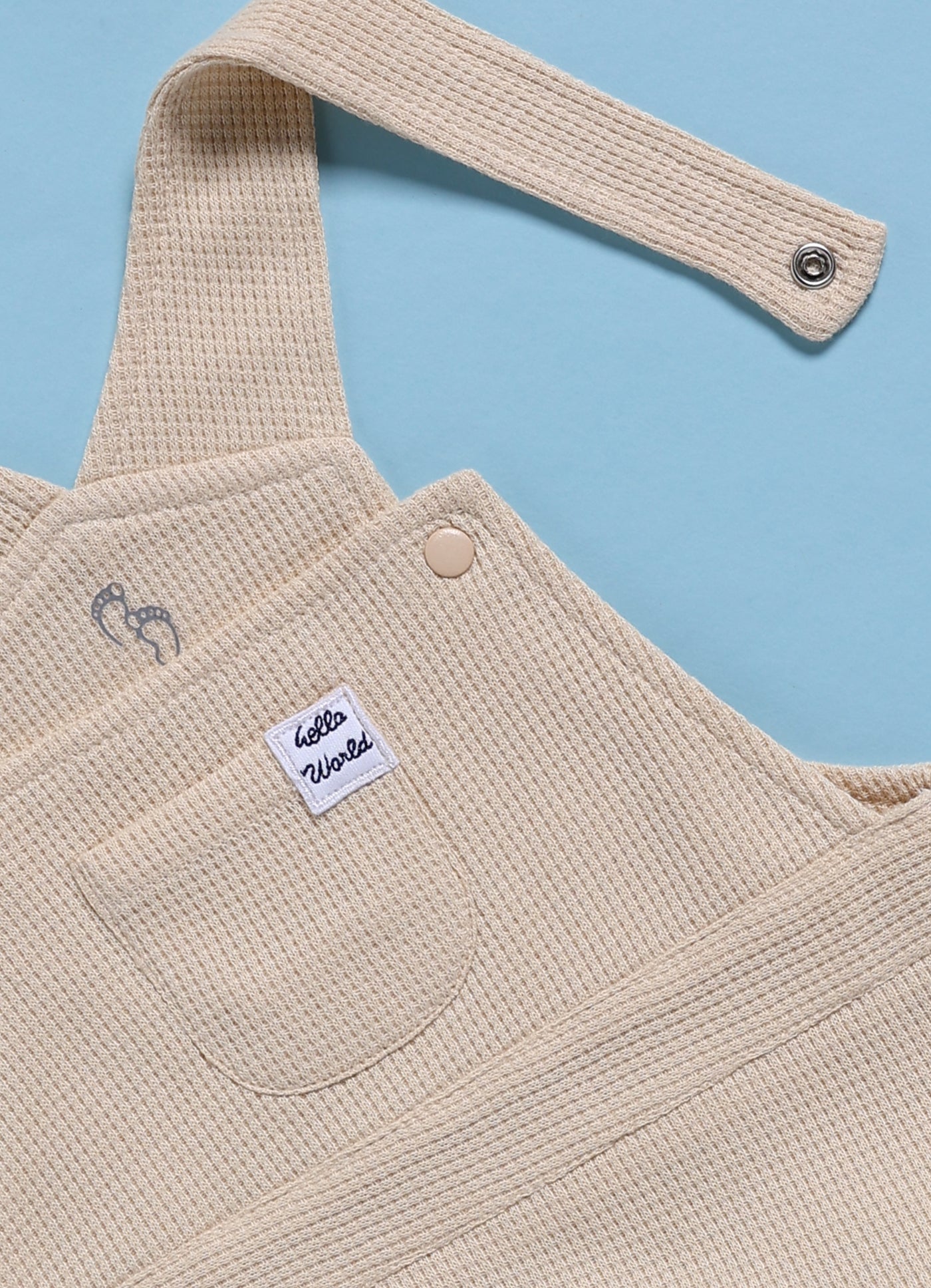 Half Sleeve Dungaree for Boys - Beige Hello World